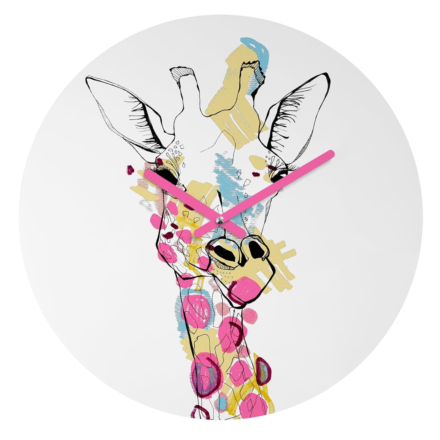 Deny Designs Casey Rogers, Giraffe Color, Round Clock, Round, 12"