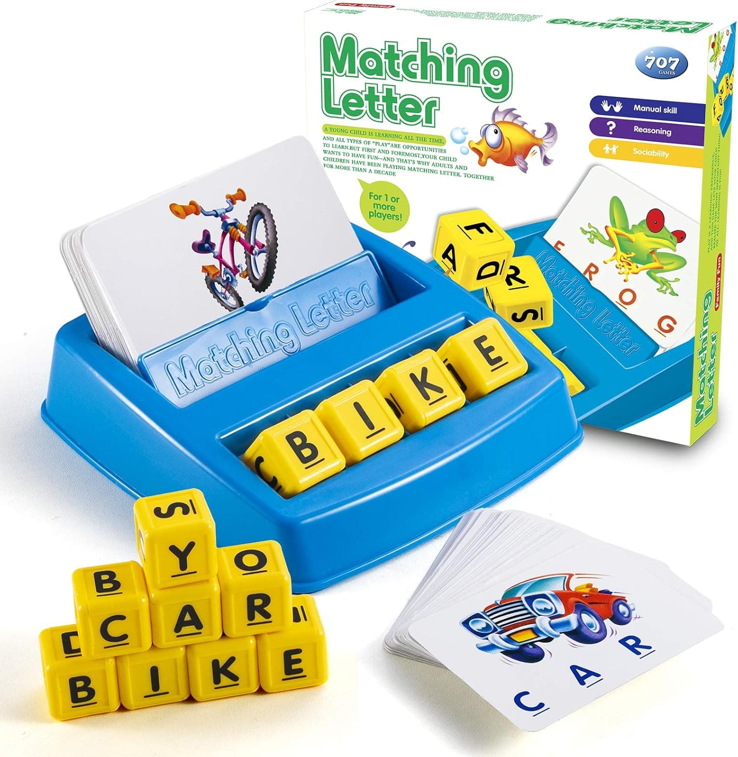 Learning Games for Kids Ages 3-8, Matching Letter Game for Kids Toys Ages 3-8 Educational Toys for 3-8 Year Olds Boys Girls Alphabet Puzzle Birthday Easter Gifts for 3-8 Year Old Boys Girls (Blue)