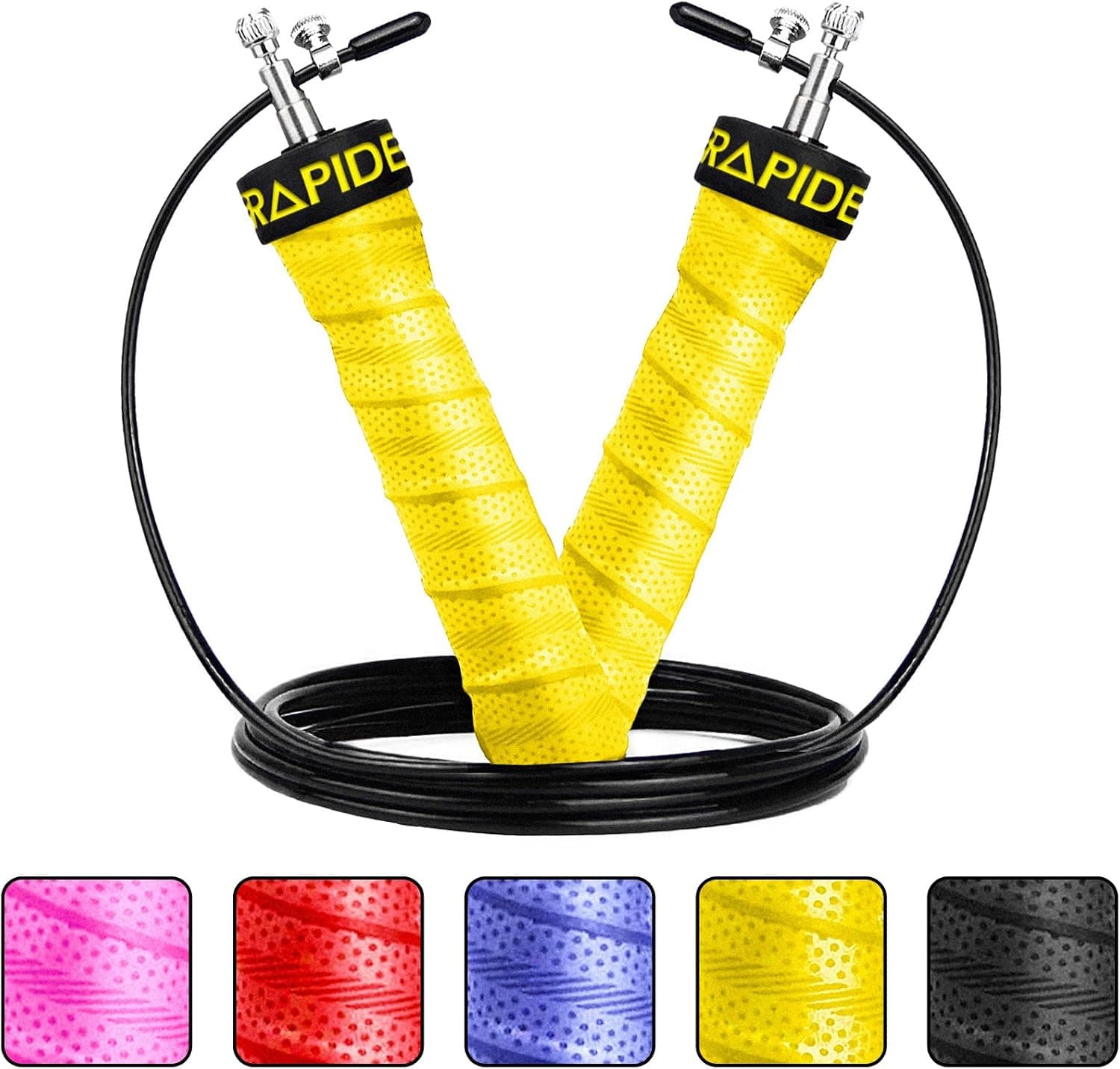 Rapide Jump Rope - Adjustable Cable, Rapid Ball Bearings & Anti-Slip Handles - Skipping Rope for Fast Weight Loss, Cardio, Crossfit