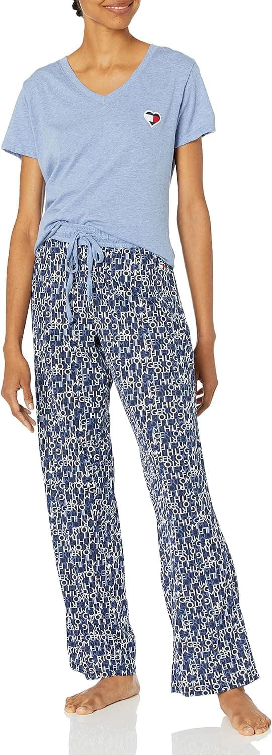 Tommy Hilfiger Women's Top and Logo Pant Lounge Bottom Pajama Set Pj