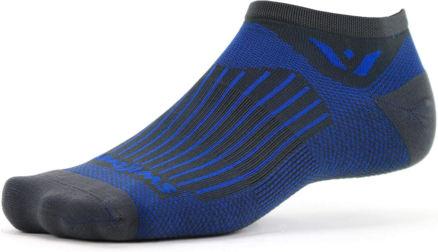 Swiftwick- ASPIRE ZERO Running Socks, Cycling Socks, Mens & Womens, Lightweight No-Show (Gray/Blue, Large)