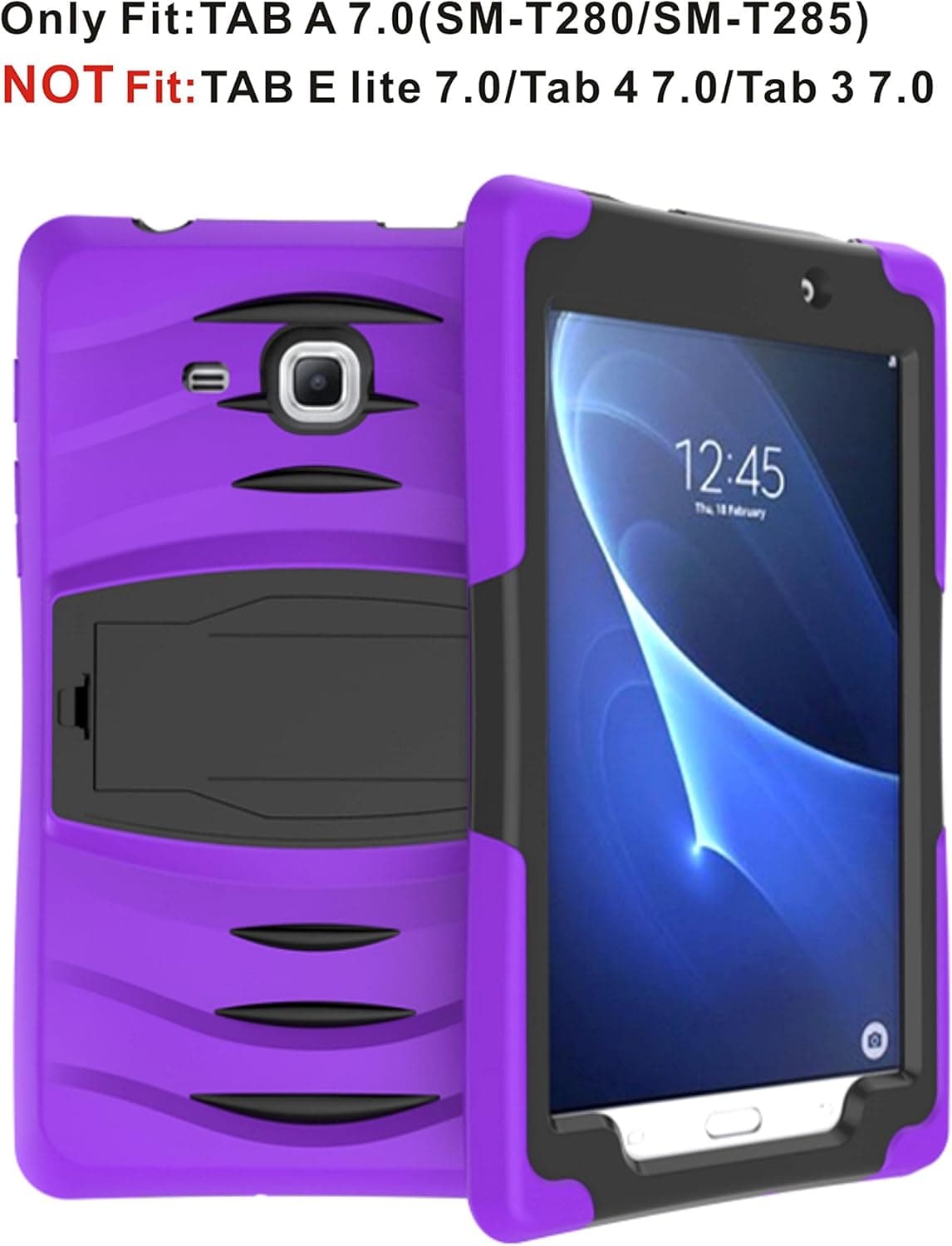 Galaxy Tab A T280 7.0 Case, SinYong Full-body Shock Proof Hybrid Heavy Duty Armor Protective Case for Samsung Tab A 7.0 Inch(SM-T280 / SM-T285) (Purple)