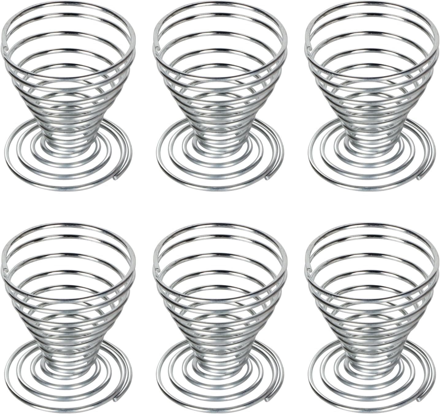TRIXES 6 x Stainless Steel Wire Spiral Spring Egg Cups