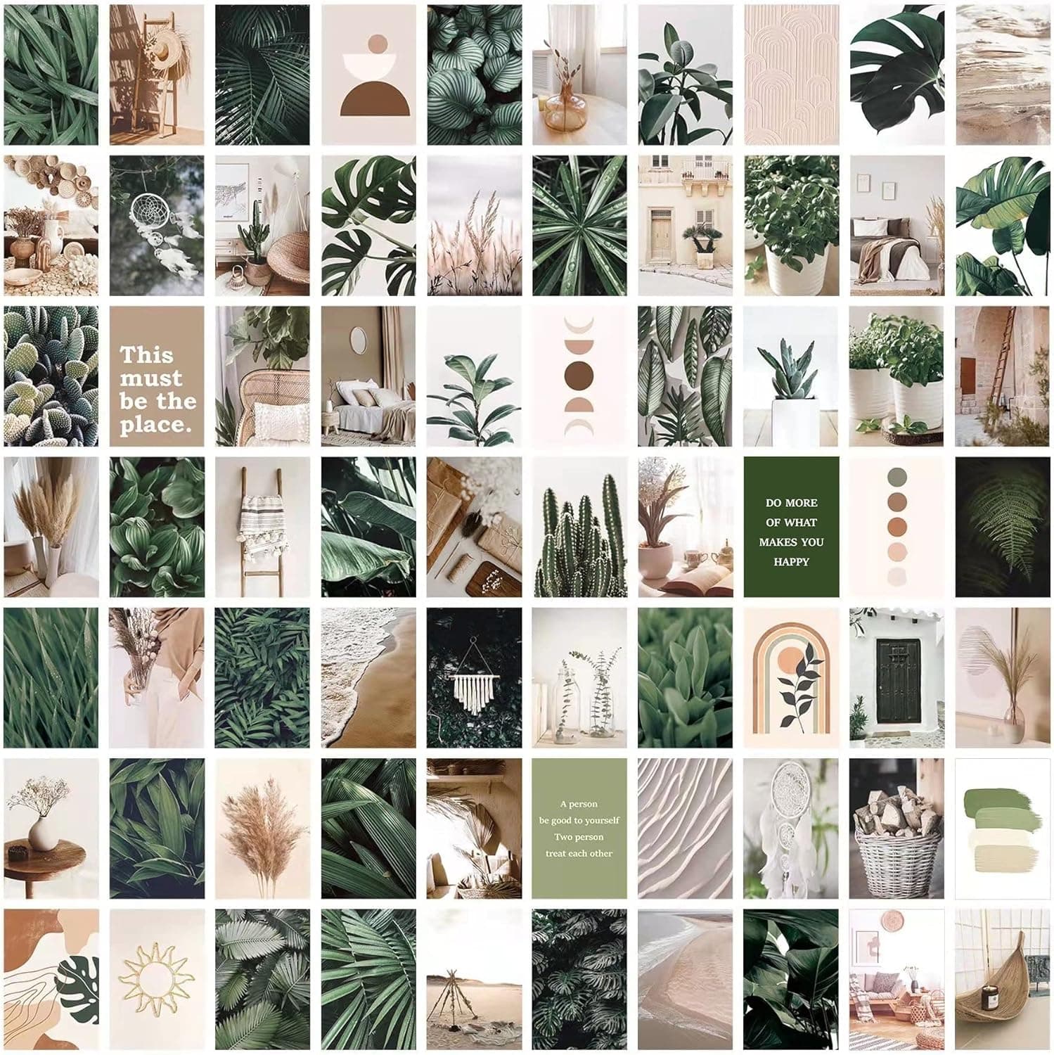 LIIGEMI 70PCS Botanical Wall Collage Kit Aesthetic Pictures,Bedroom Decor for Teen Girls, Photo Collage Kit, VSCO Room Decor, Boho Trendy Decor Photo Collection,Double- Sided, 70 Set 4x6 Inch