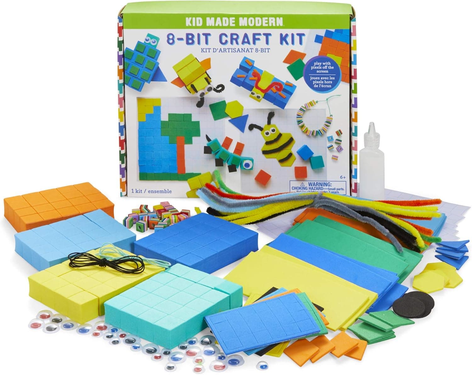 Kid Made Modern 8-Bit Craft Kit - Arts and Crafts Pixel Play for Kids Ages 6 7 8 9