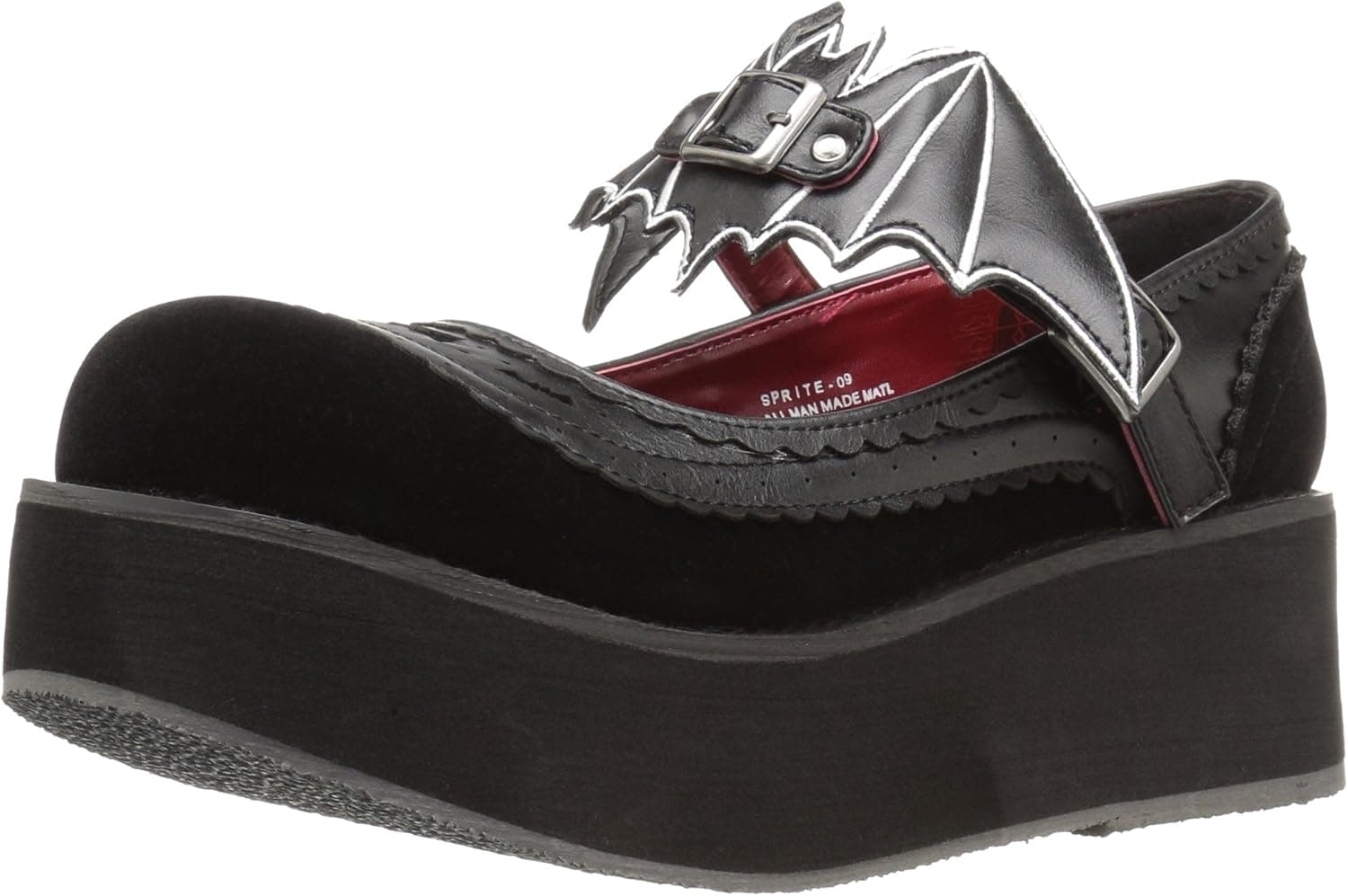 Demonia Women's Spr09/bvl-vel Flat Sandal, Black Vegan Leather-Velvet, 11 M US