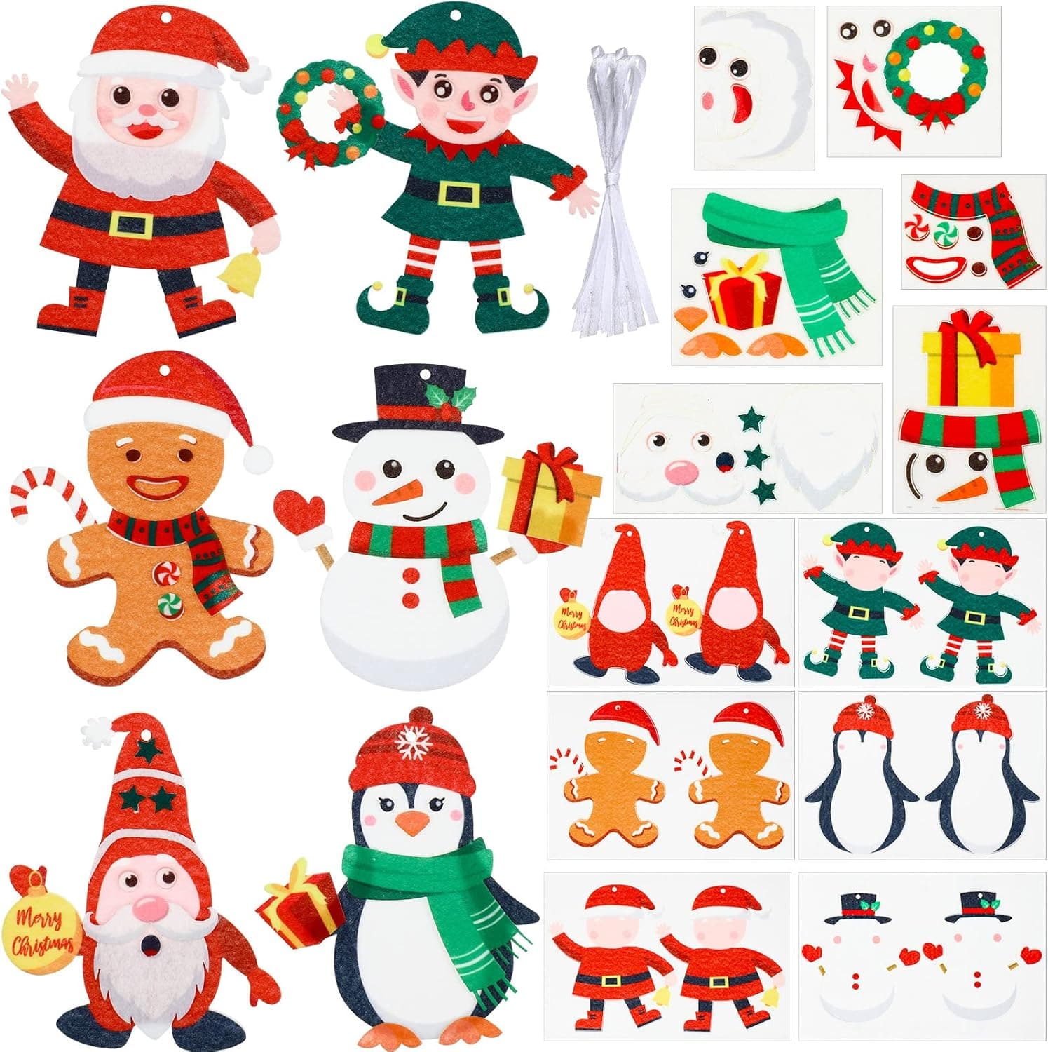 Zubebe Christmas DIY Crafts for Kids Students Classroom Game Felt Christmas Tree Ornaments Kit DIY Gingerbread Man Snowman Santa Claus Elf Gnome Hanging Art and Craft for Kids
