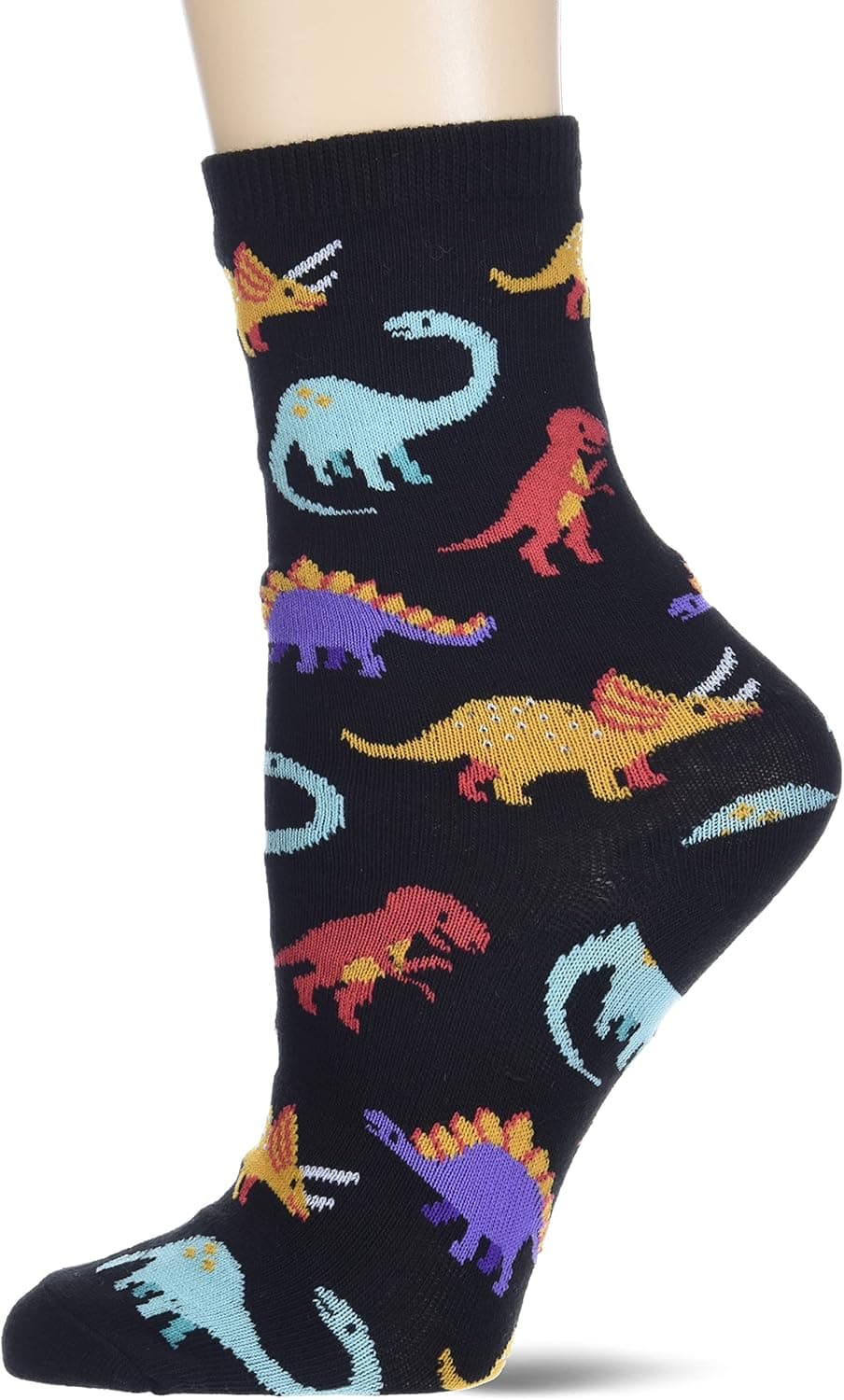 Hot Sox Boys' Big Fun Animal Crew 1 Pair Pack-Cool Casual Novelty Socks for Kids, Dinosaur (Black), Large/XLarge