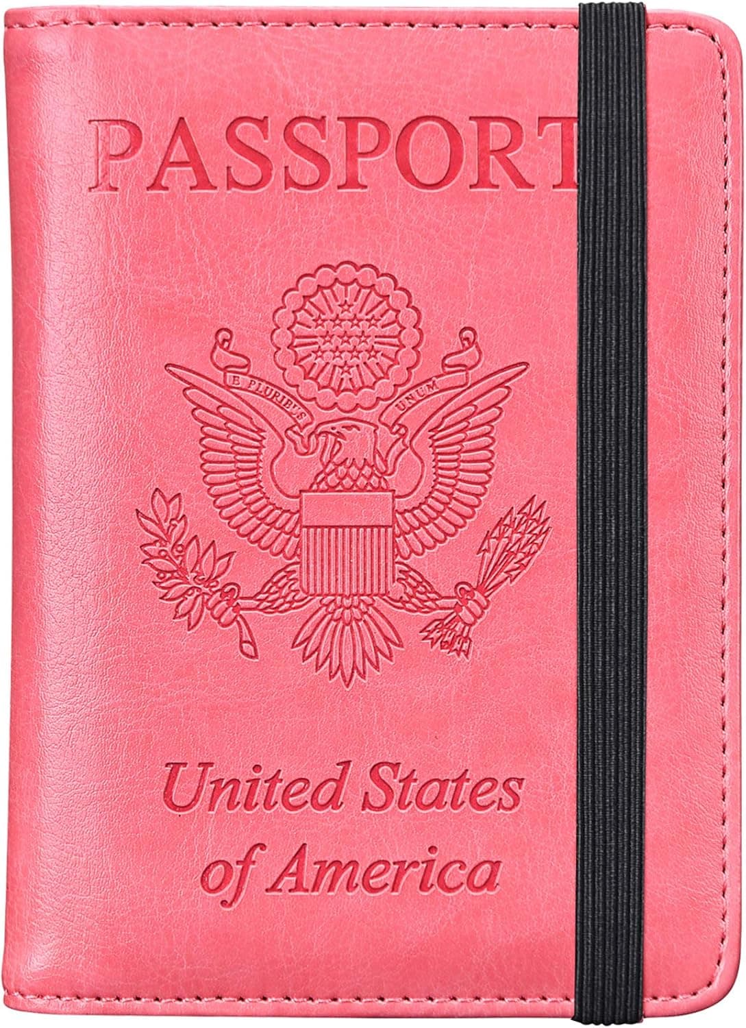 HerriaT Leather Passport Holder Cover Case RFID Blocking Travel Wallets Card Case for Women Men(Pink)