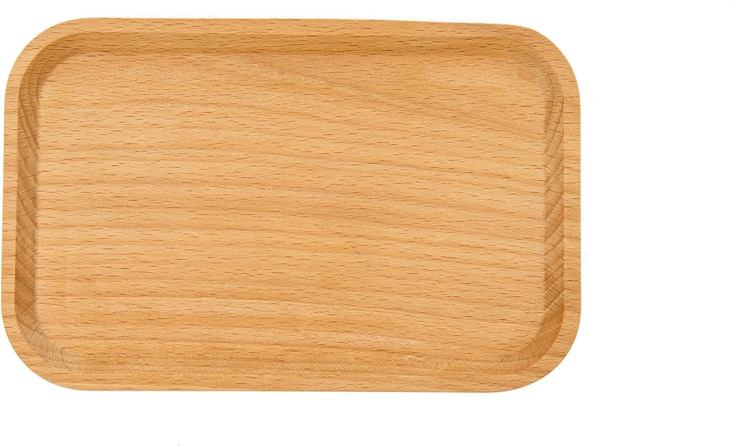 WOOD MEETS COLOR Wood Handmade 7.8X5.1 Inches Serving Tray, Food Fruit Plate, Creative Tableware (Beech Rectangular 1)