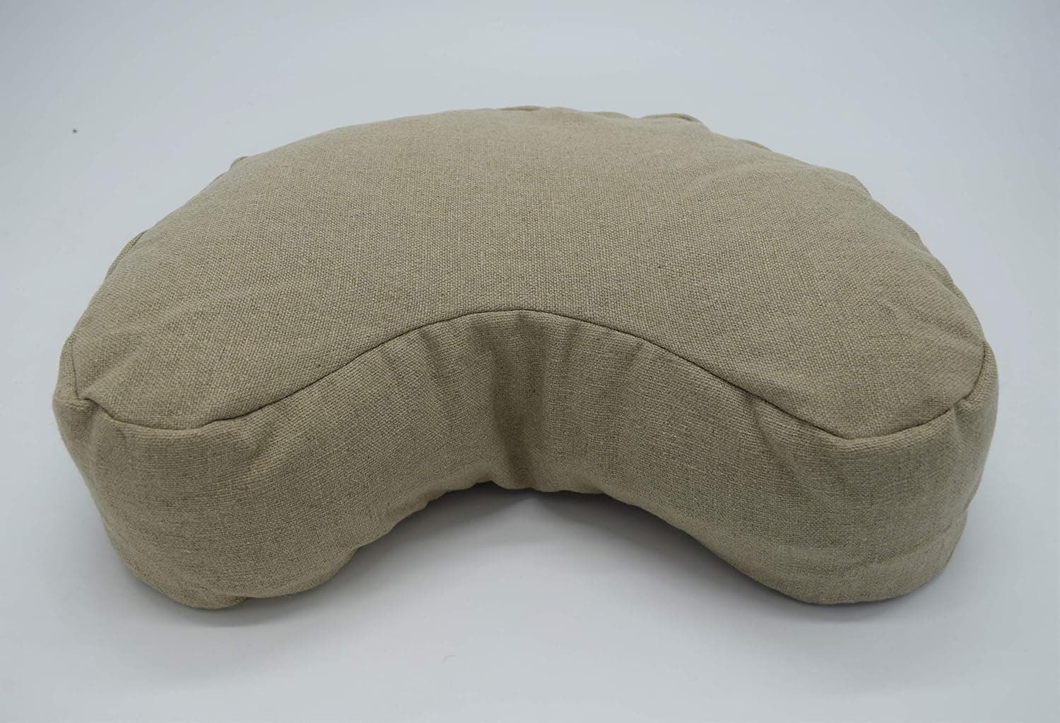 Bean Products Hemp Natural - Pleated Crescent Zafu Meditation Cushion - Yoga - Organic Buckwheat Fill - Made in USA