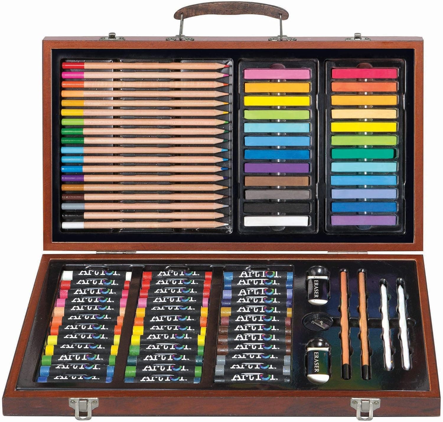 111 pc Drawing, Sketching & Doodling Kit in Wood Case