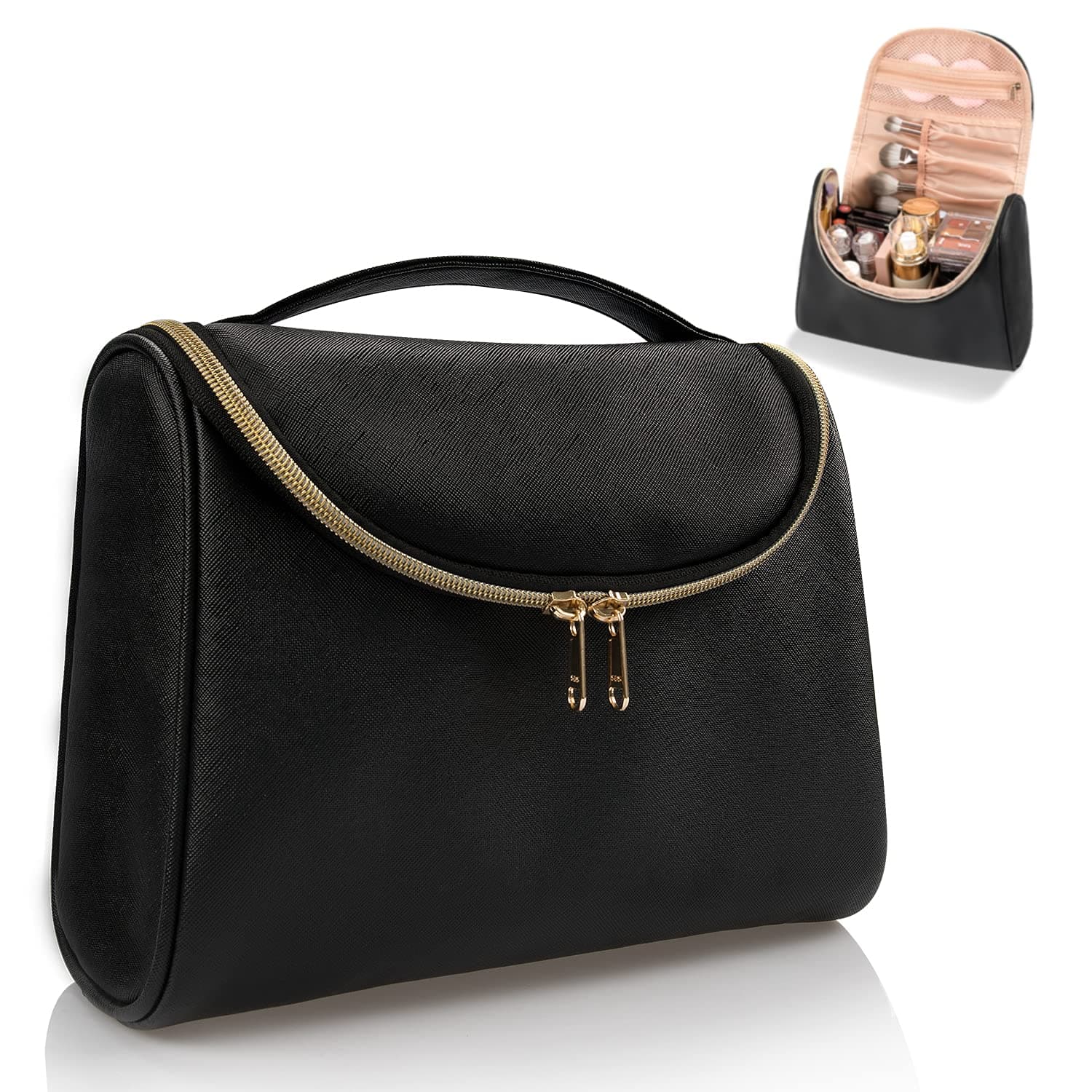 Ethereal Travel Makeup Bag, Cosmetic Bag for Women Large Capacity Makeup Organizer Bag Vegan Leather Makeup Brushes Bag Waterproof Toiletry Bag for Women