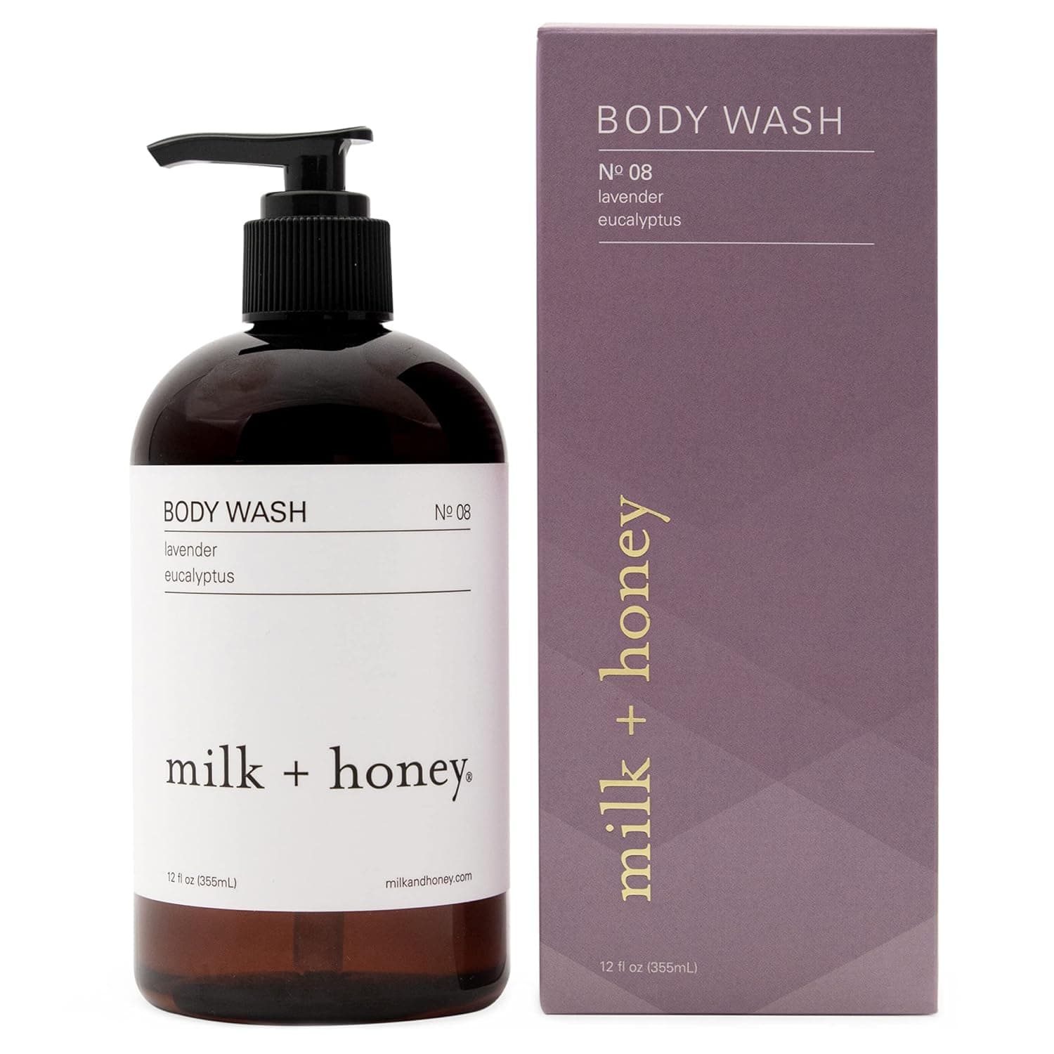 milk + honey Gentle Body Wash, No. 08, with Lavender, and Eucalyptus, Body Wash for Women and Men, 12 Oz