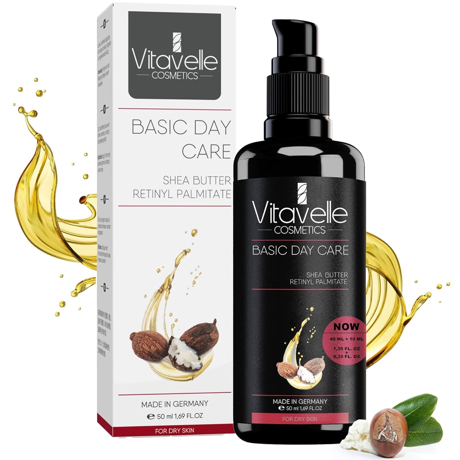 VITAVELLE Daily Face Moisturizer for Dry Skin – Hydrating Face Moisturizer Face Cream w/ Shea Butter, Retinyl Palmitate & Lactic Acid – Soothing Dry Skin Face Moisturizer for Women & Men (50ml)