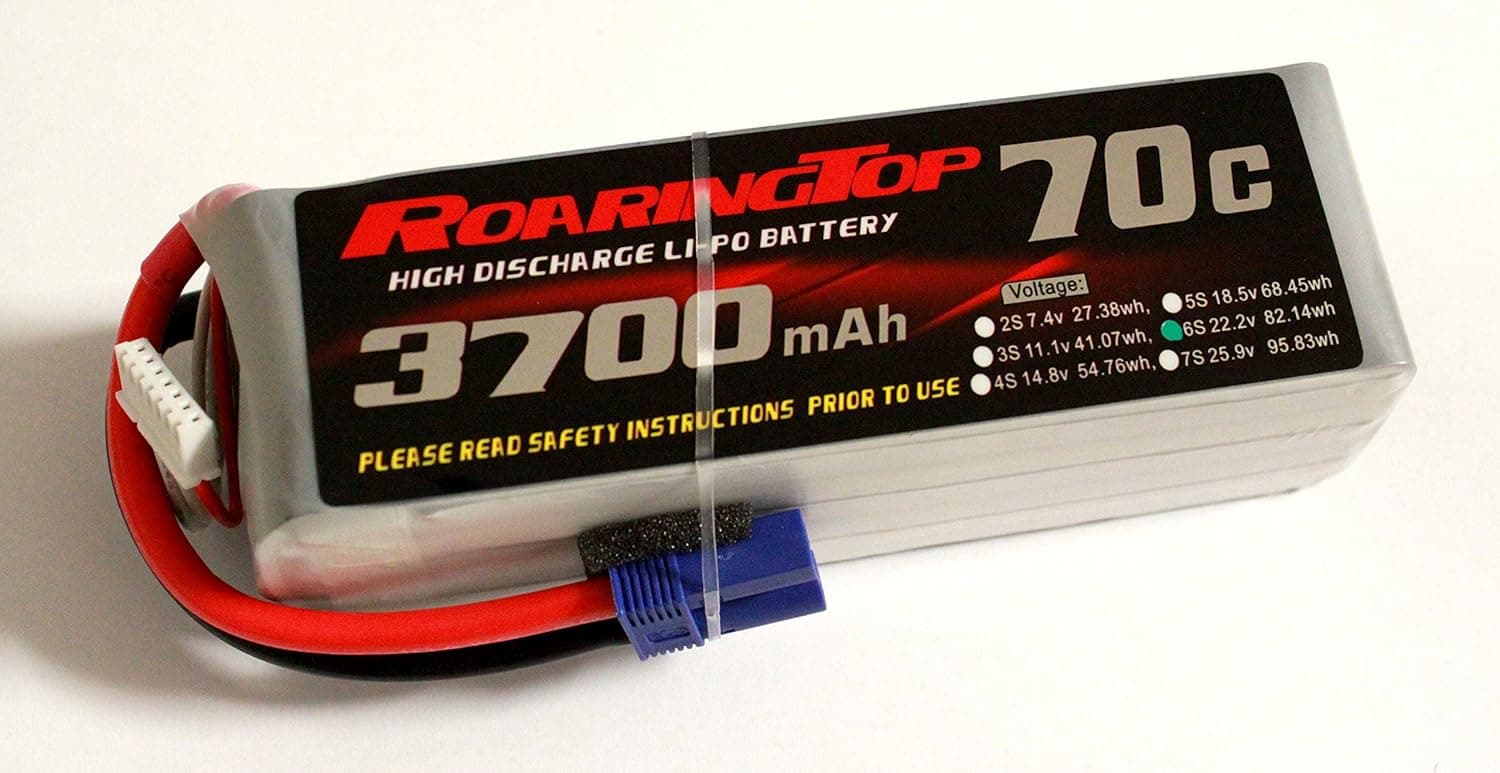 RoaringTop LiPo Battery Pack 70C 3700mAh 6S 22.2V with EC5 Plug for RC Car Boat Truck Heli Airplane