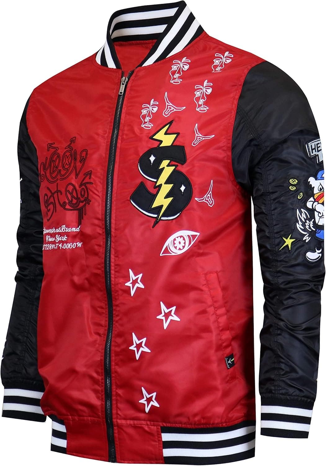 SCREENSHOT Hip-Hop Urban NYC Fashion Bomber Jacket - Modern Outdoor Lightweight Streetwear Graffiti Print Zip Up Top