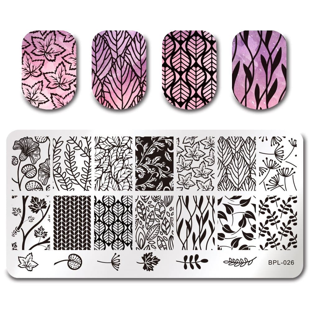 Born Pretty Nail Art Stamping Template Leaves Image Plate Flower Vine BP-L026