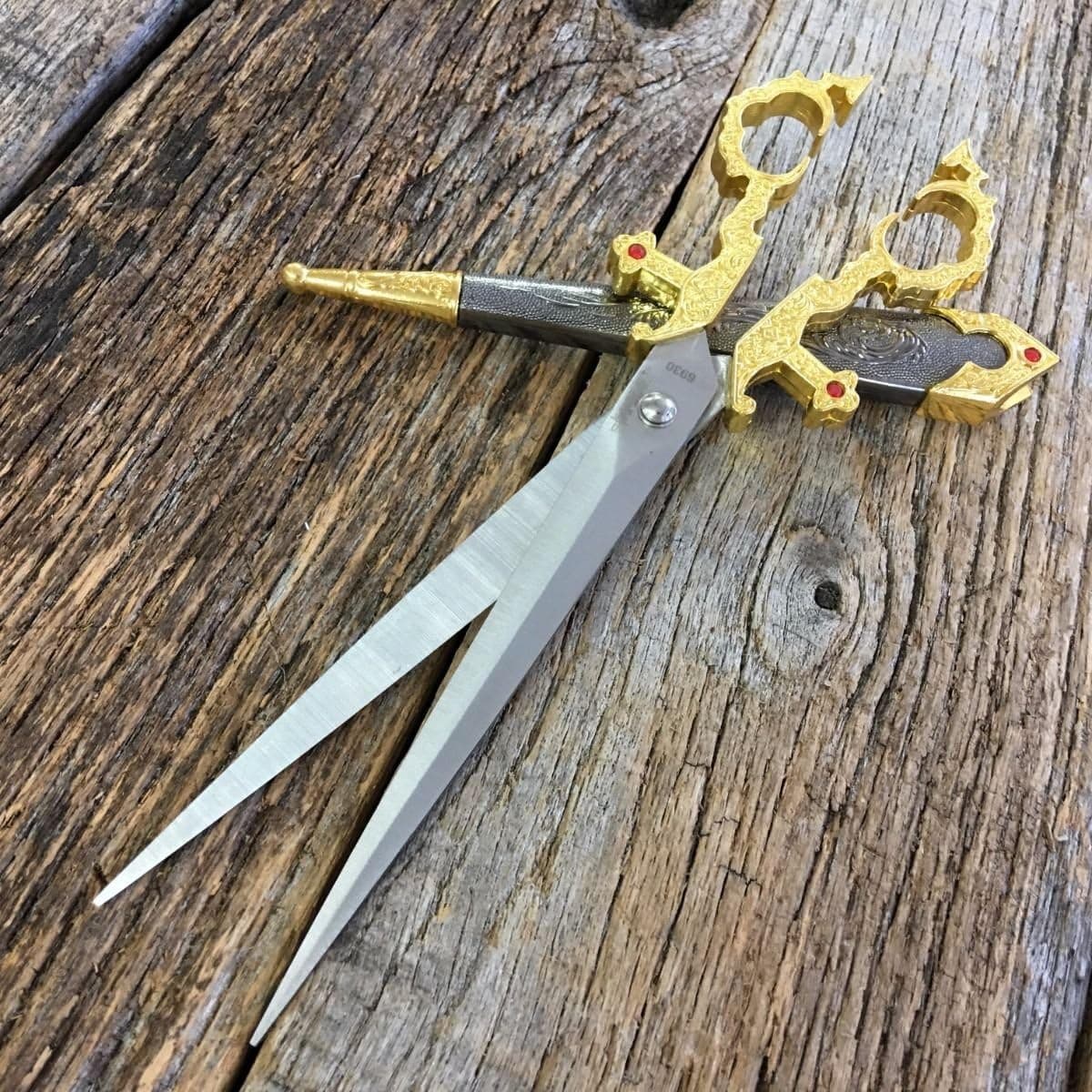 11" Gold Renaissance Scissors Dagger Medieval Eco'Gift Knife With Sharp Blade Bodice Dirk Steampunk New