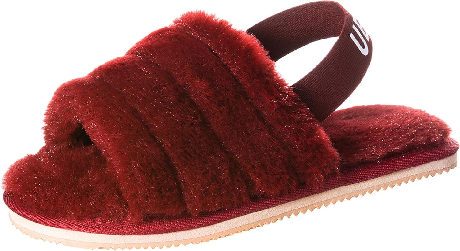 UBXRIN Womens Fuzzy Fluffy House Slippers Slide Furry Fur Sandals with Strap Soft Plush Open Toe Indoor Outdoor