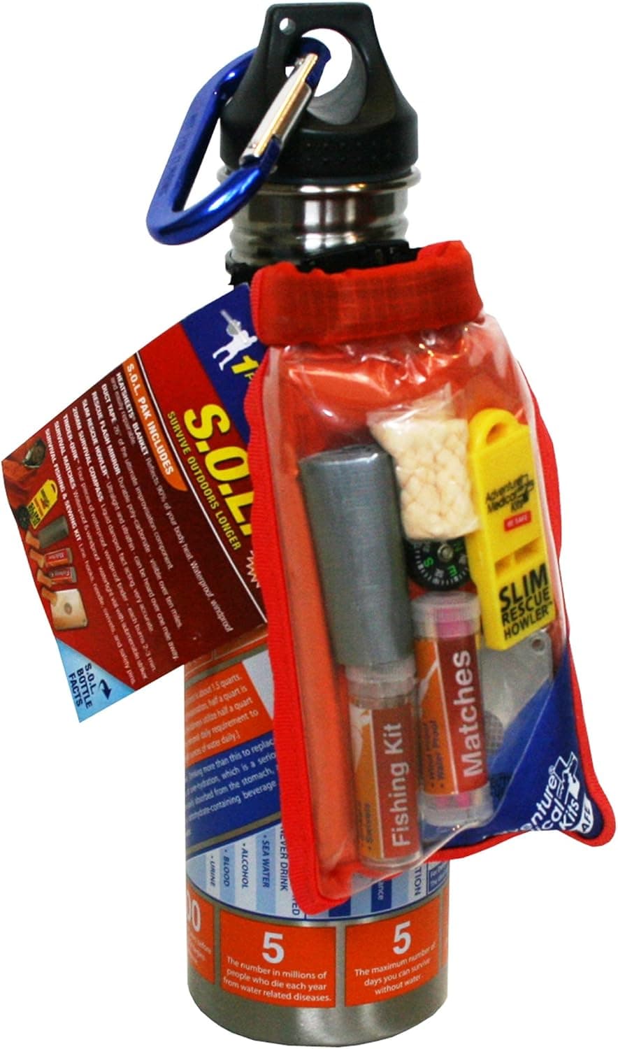Adventure Medical Kits S.O.L. Water Bottle/Survial Kit Combo