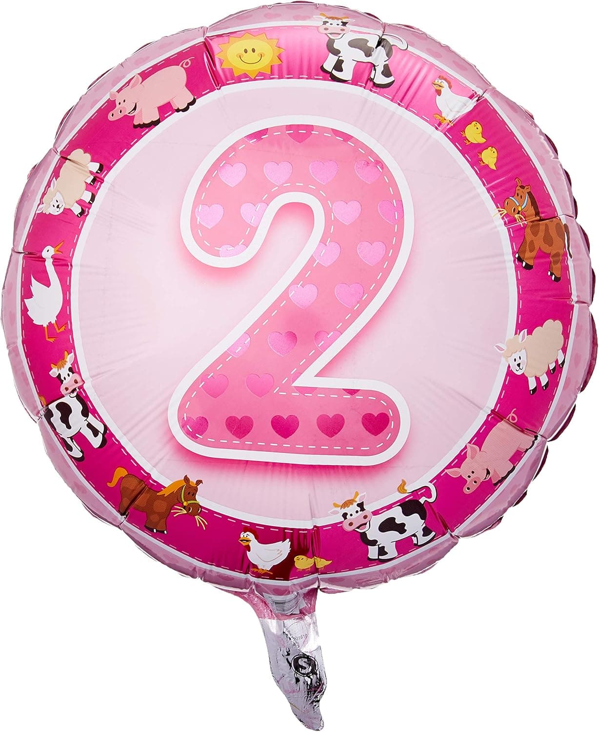 Qualatex 26287 Age 2 Pink Farm Animals, 18", Multicolored