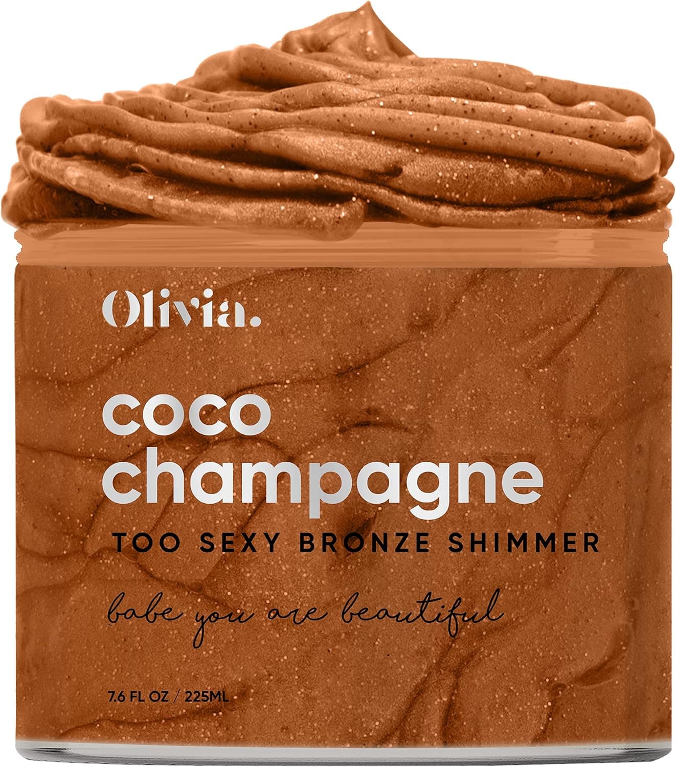 Olivia Body Bronze Shimmer by Coco Champagne - Self Tanning Non-Greasy Hydro Gel Bronze Tone for Your Body with Glitter. Bronze, Shine & Glow. 7.6 Fl Oz.