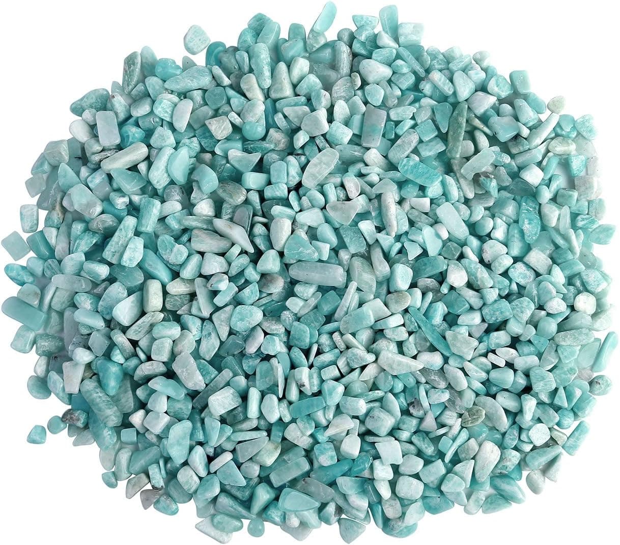 JOVIVI Irregular Shaped Natural Amazonite Tumbled Chips Crushed Stone Healing Reiki Crystal Gemstones for Home Indoor Feng Shui Vases Decoration