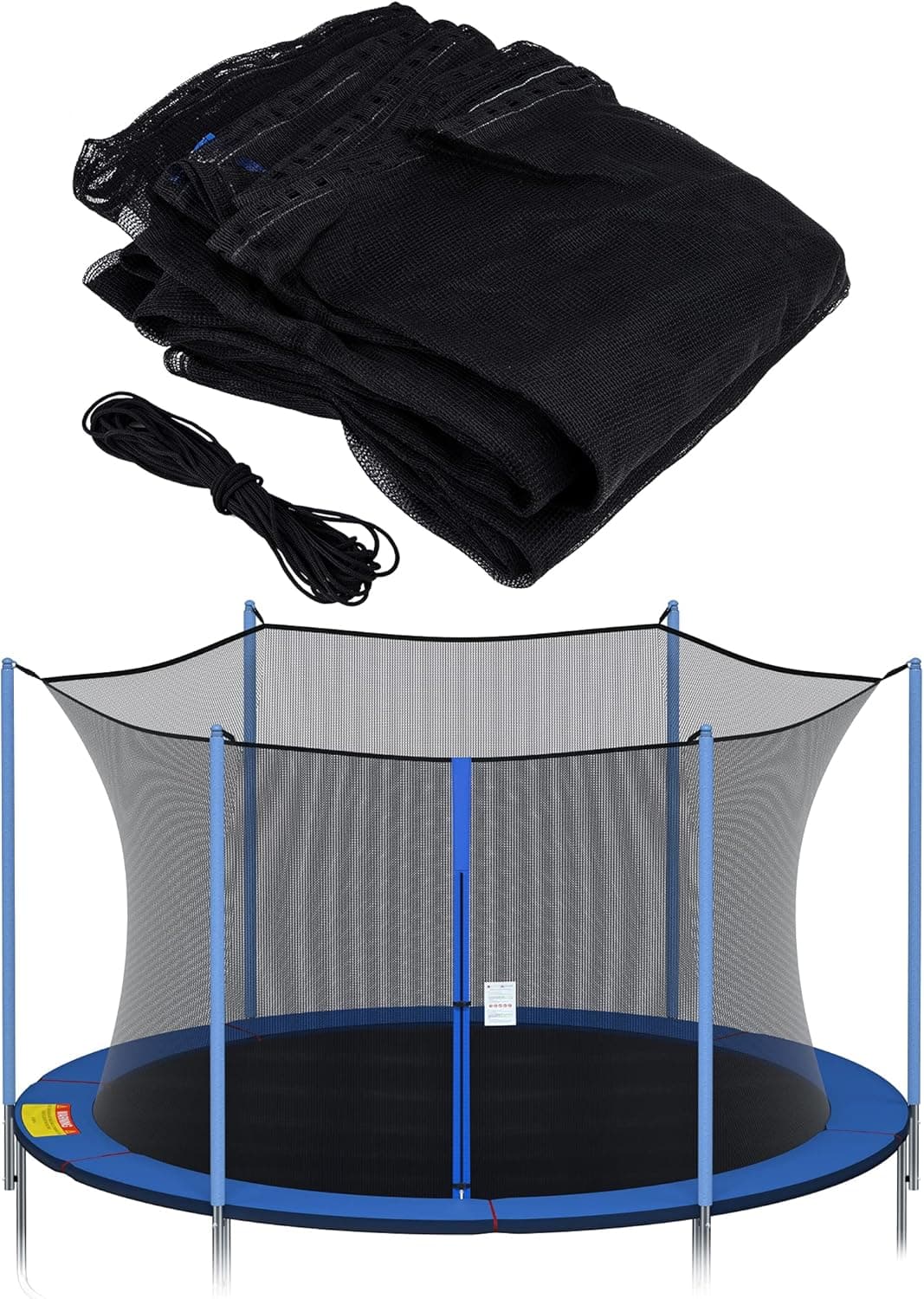 MEOKEY 12ft 13ft 14ft 15ft Trampoline Net for 6/8-Poles, Tear and Weather-Resistant Replacement Safety Enclosure Net (NET ONLY)