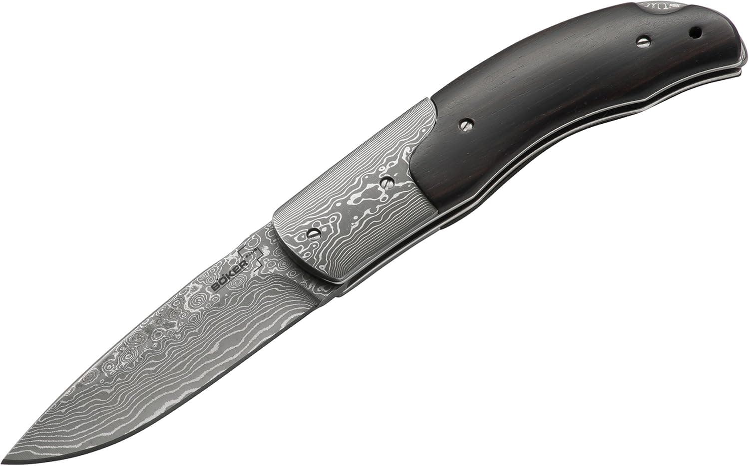 BOKER PLUS Ebony Damascus Pocket Knife, Brown