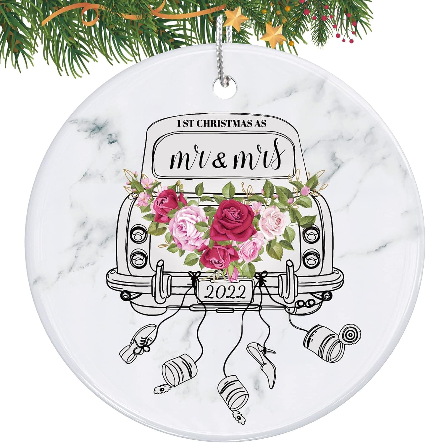 2022 Our First Christmas as Mr. and Mrs. Ornament, Wedding Car Christmas Ornament 2022, 1st Christmas Married Ornaments, Wedding Gifts for Couple, Christmas Tree Hanging Accessories