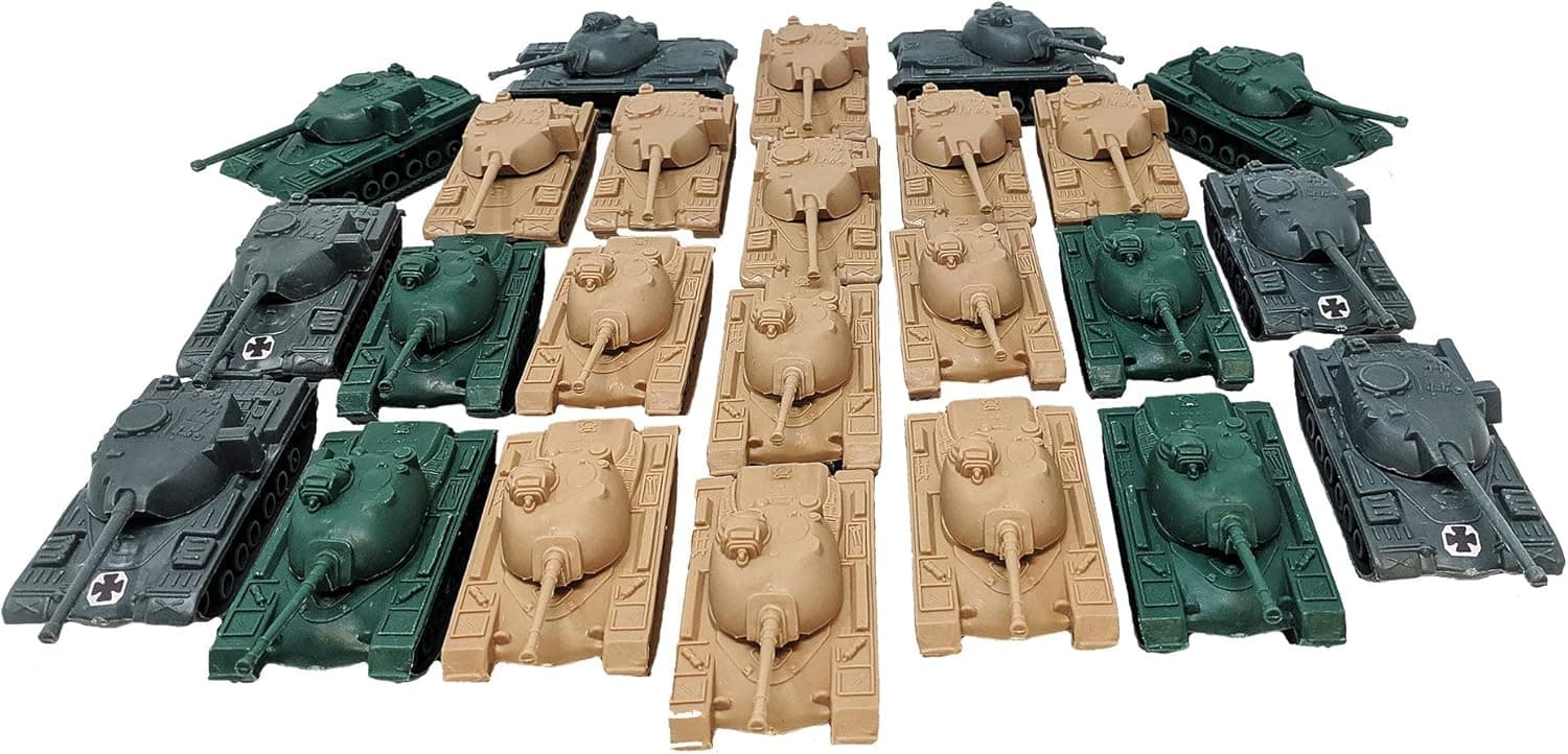 24 Piece Green Desert Gray Army Battle Tanks Play Set