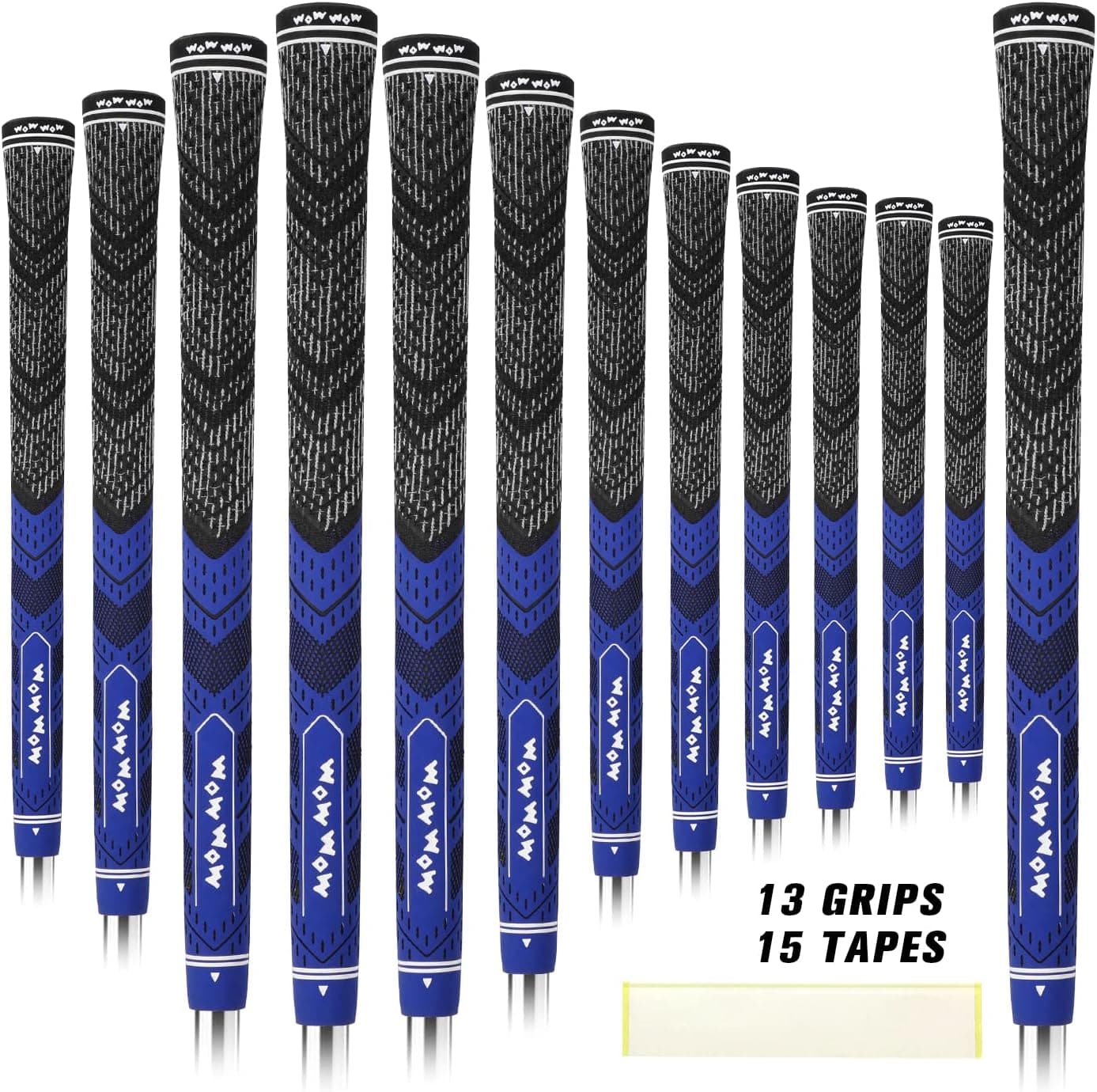 "N/A" Cheyso Golf Grips, Standard Size, Multi Compound 13 Grips with 15 Free Tapes, Rubber and Cord Hybrid Golf Club Grips, Back Ribbed Improved Control,Blue, Red Grey 3 Colors Optional.