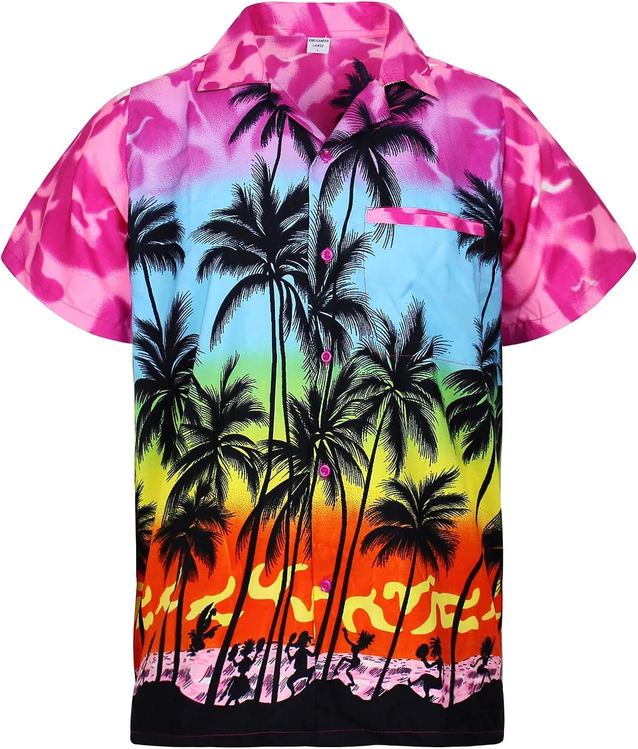 V.H.O. Funky Hawaiian Shirt Casual Men Front Pocket Button Down Very Loud Shortsleeve Unisex Beach Multi Colors