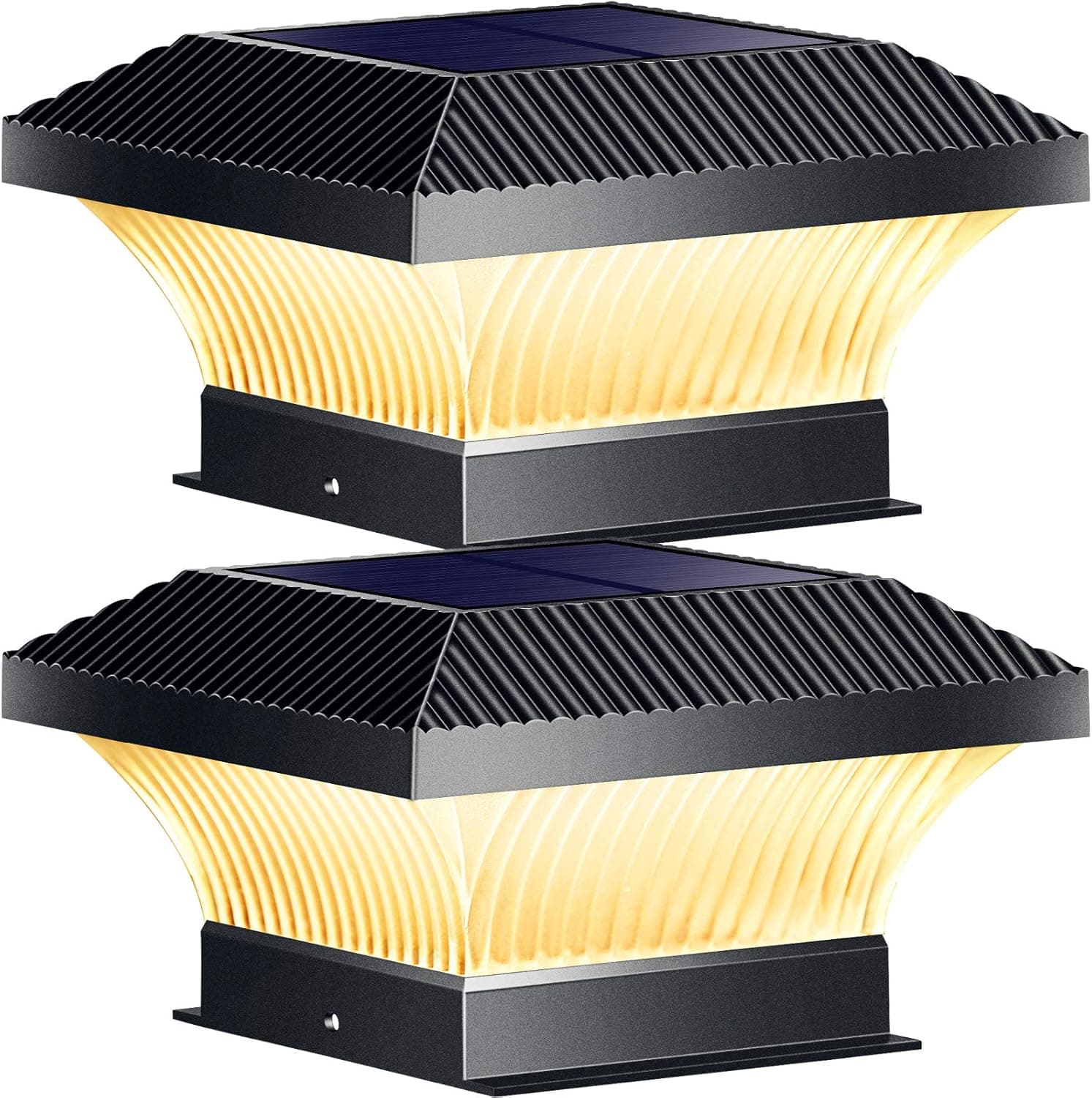 URPOWER Solar Post Cap Lights Outdoor, 3 Modes 28 LEDs Solar Fence Post Lights for 3.5x3.5,4x4,5x5 and 6x6 Wooden Posts, IP65 Waterproof Outdoor Solar Post Lights for Garden Decor(2 Pack)