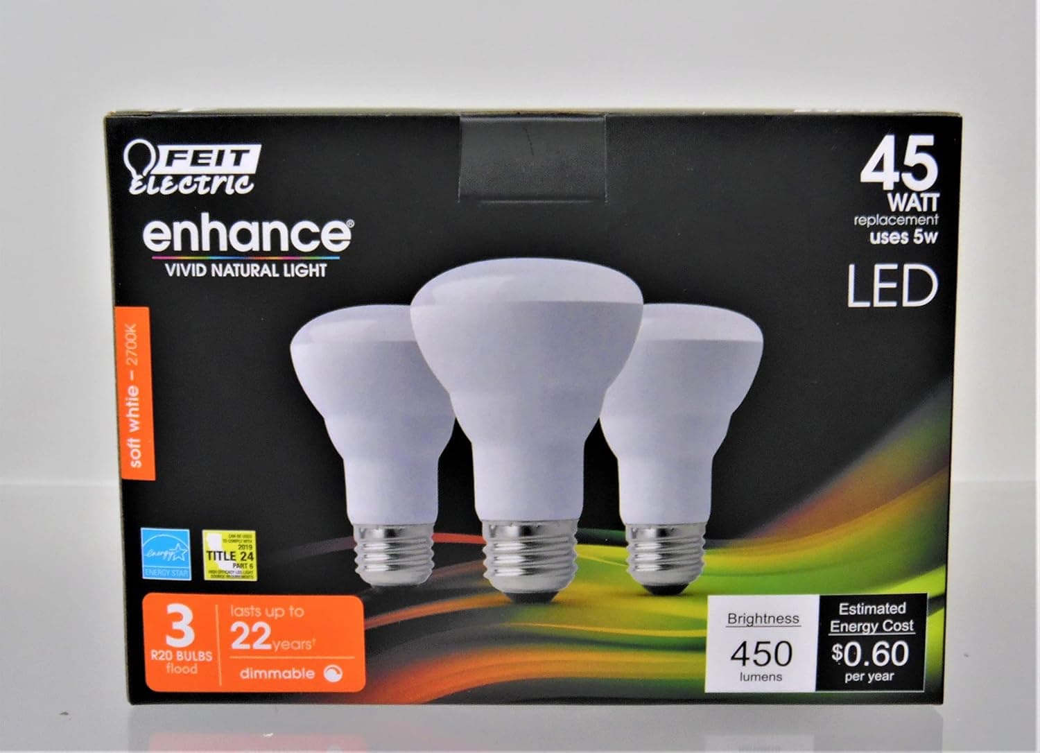 (6-Pack) Feit LED Dimmable R20 Soft White High Performance Light Bulb, 450-Lumen, 2700K, 45-Watt Equivalent, E26 Base, CRI 90+ (Soft White)