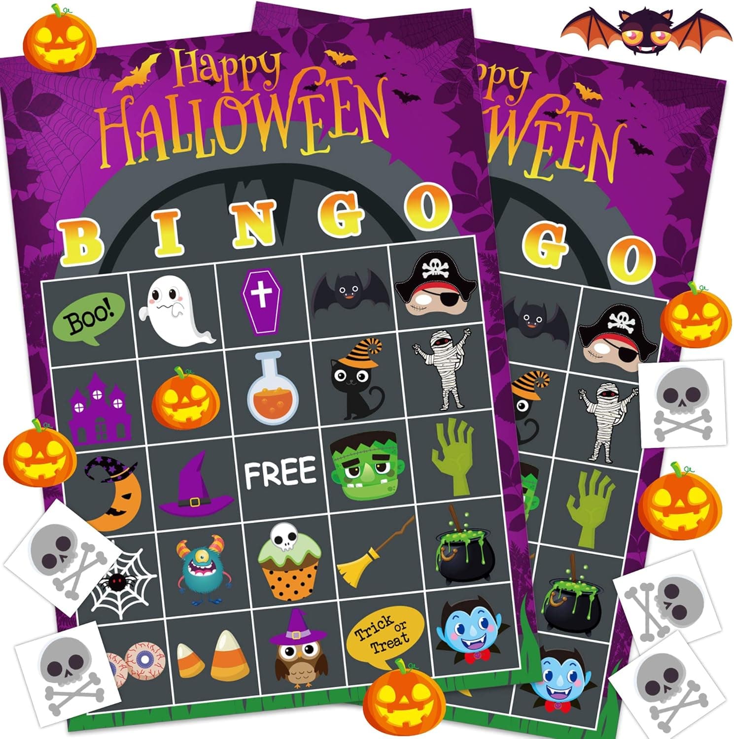 Joy Bang Halloween Bingo Game Halloween Party Games for Kids 24 Players Halloween Bingo Card Games for School Classroom Family Children Activities Halloween Party Favors