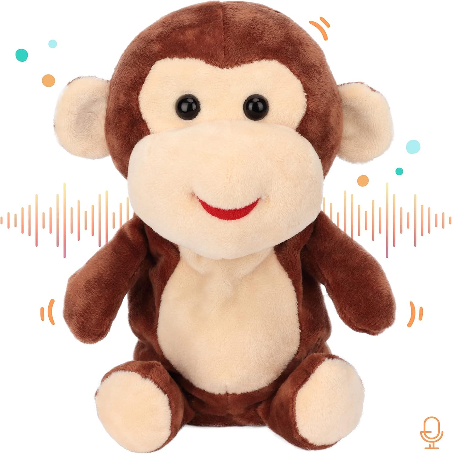 Easfan Talking Monkey Repeat What You Say Electric Nodding Plush Funny Interactive Speaking Toys Buddy Birthday Gift for Kids Toddlers Brown,7’’