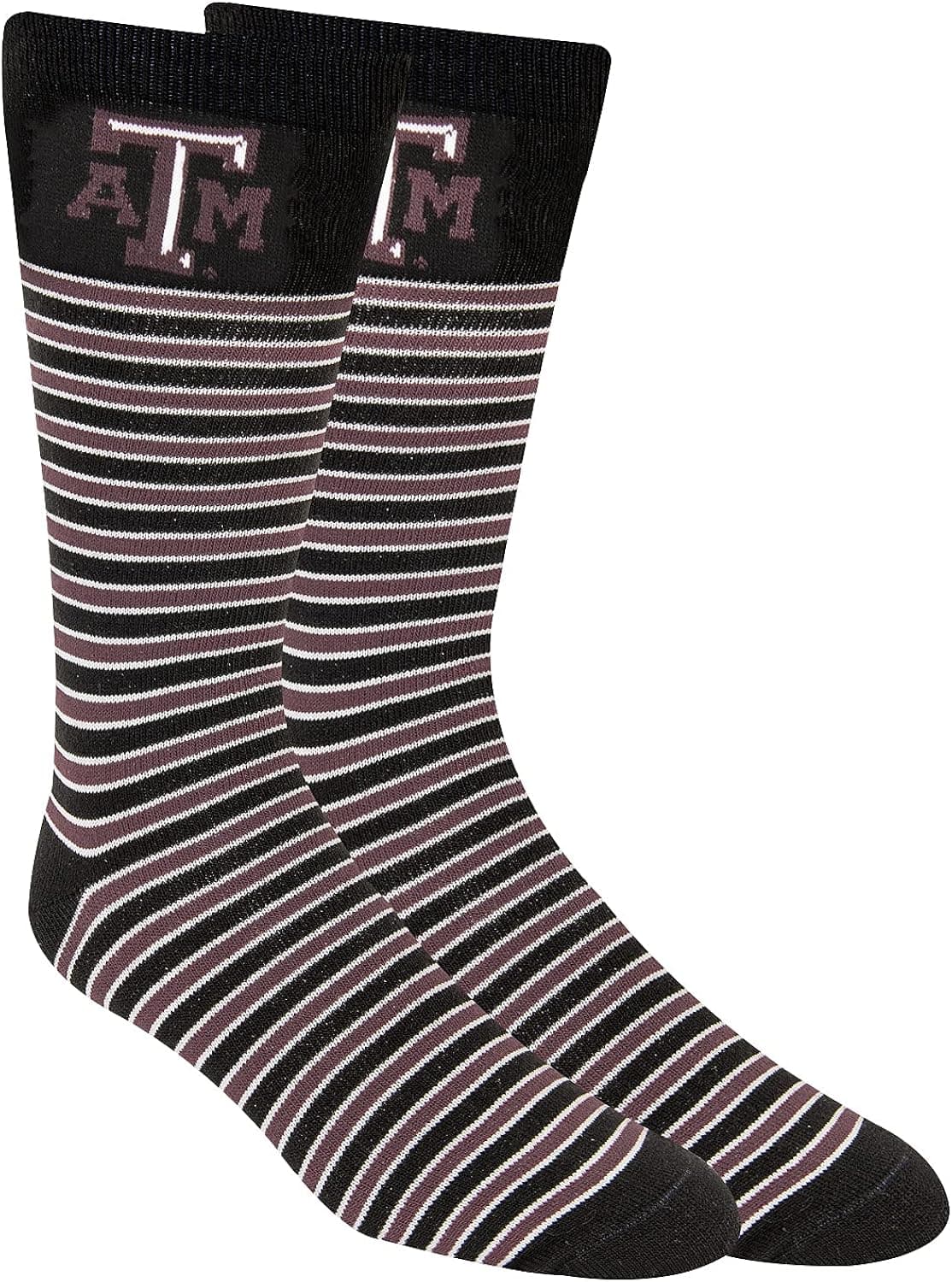 For Bare Feet Mens NCAA Thin Stripes Crew Dress Socks