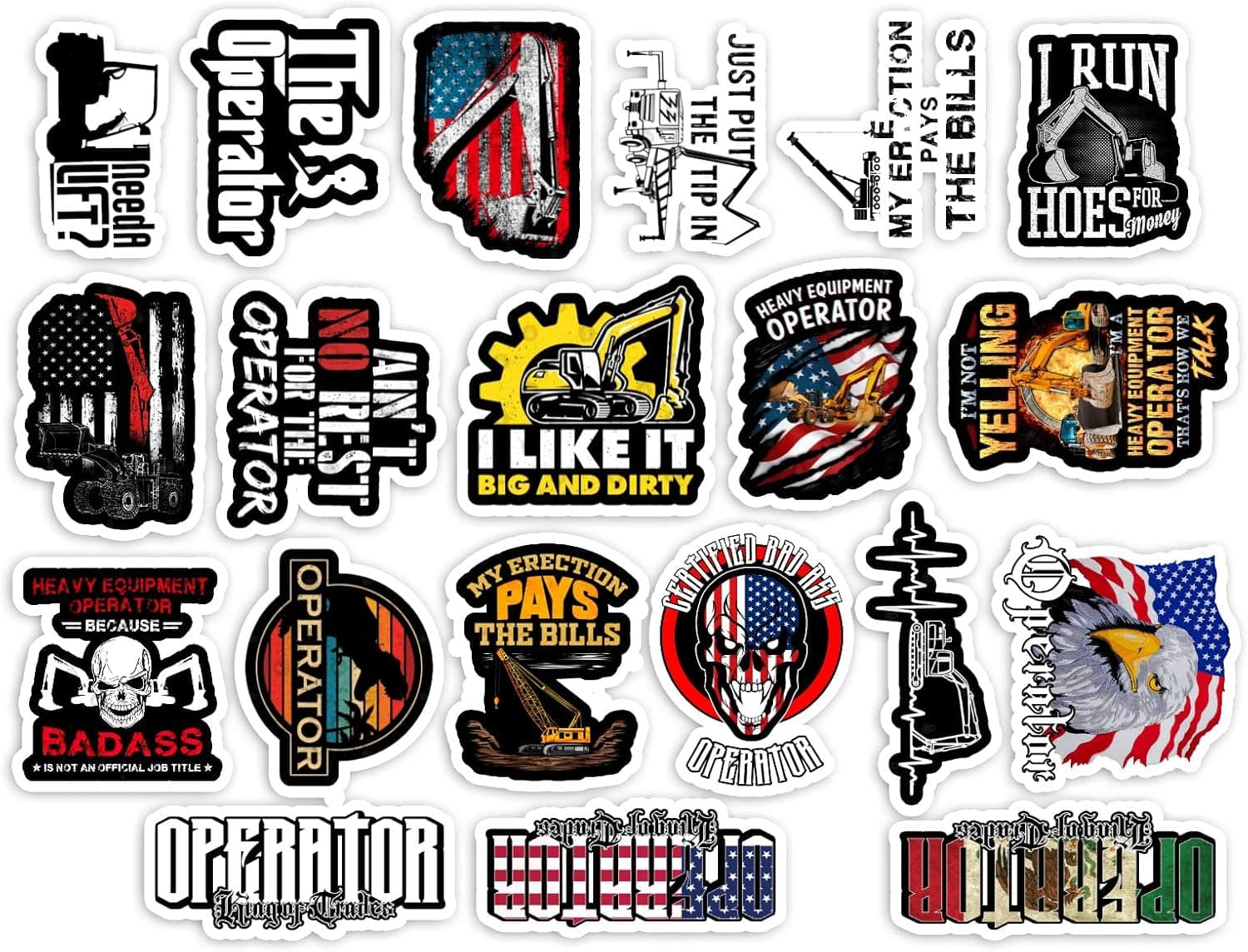 Operator 20 pcs Sticker Pack Vinyl Hard Hat Hardhat Stickers