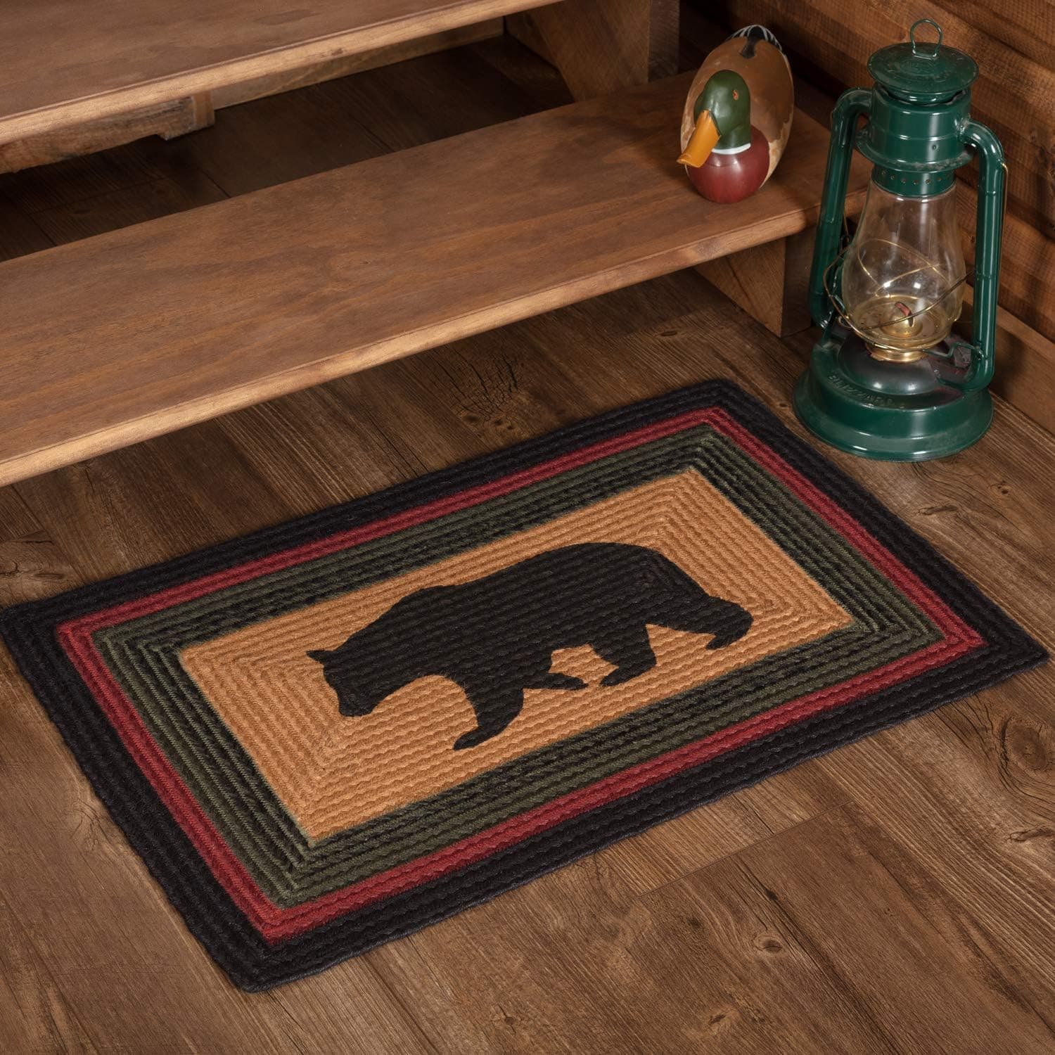 VHC Brands Wyatt Stenciled Bear Jute Rug Rect w/Pad 20x30