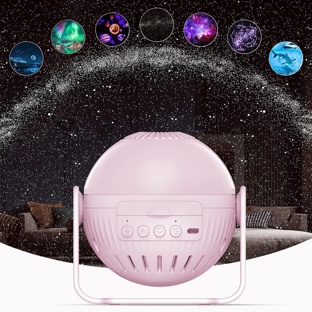 KISTRA Pink Galaxy Projector Star Planetarium Projector Night Light 7 in 1 Projection, Children Timed Rotating Galaxy Gaming Light, Children-Kids Gifts, Party,Star Light Projector Indoor