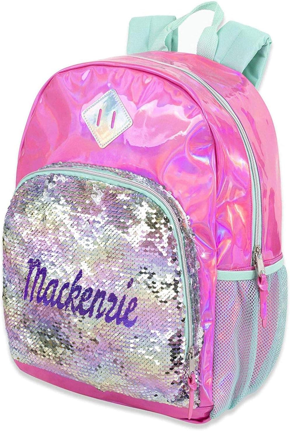Personalized Magic Reversible Sequins Backpack (Pink Hologram with Silver Sequins)