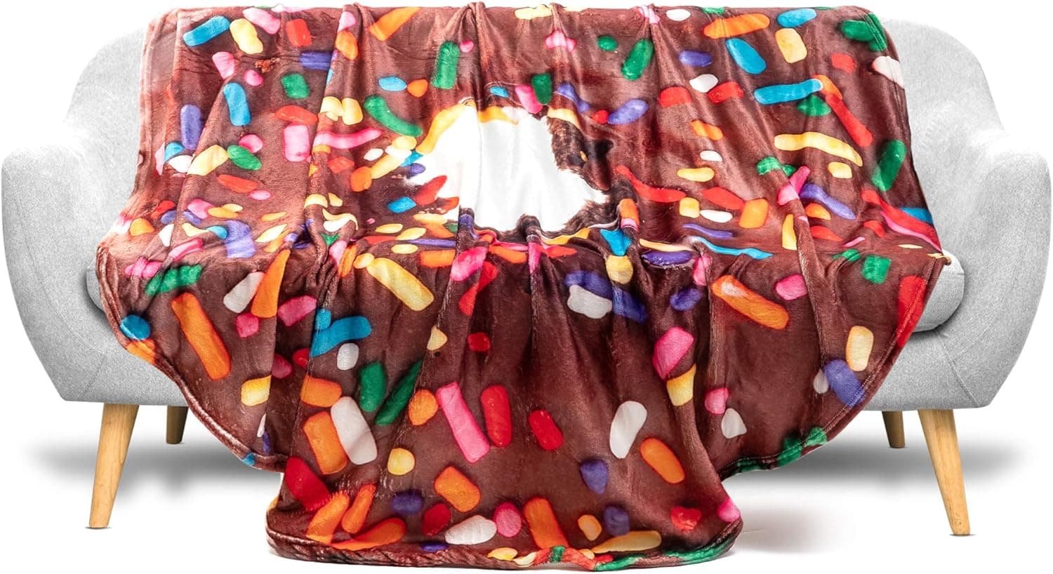 Donut Blanket, Soft Round Chocolate Donut Throw Blanket 70 inches in Diameter for Teens and Adults. Fun Gifts for Family and Friends