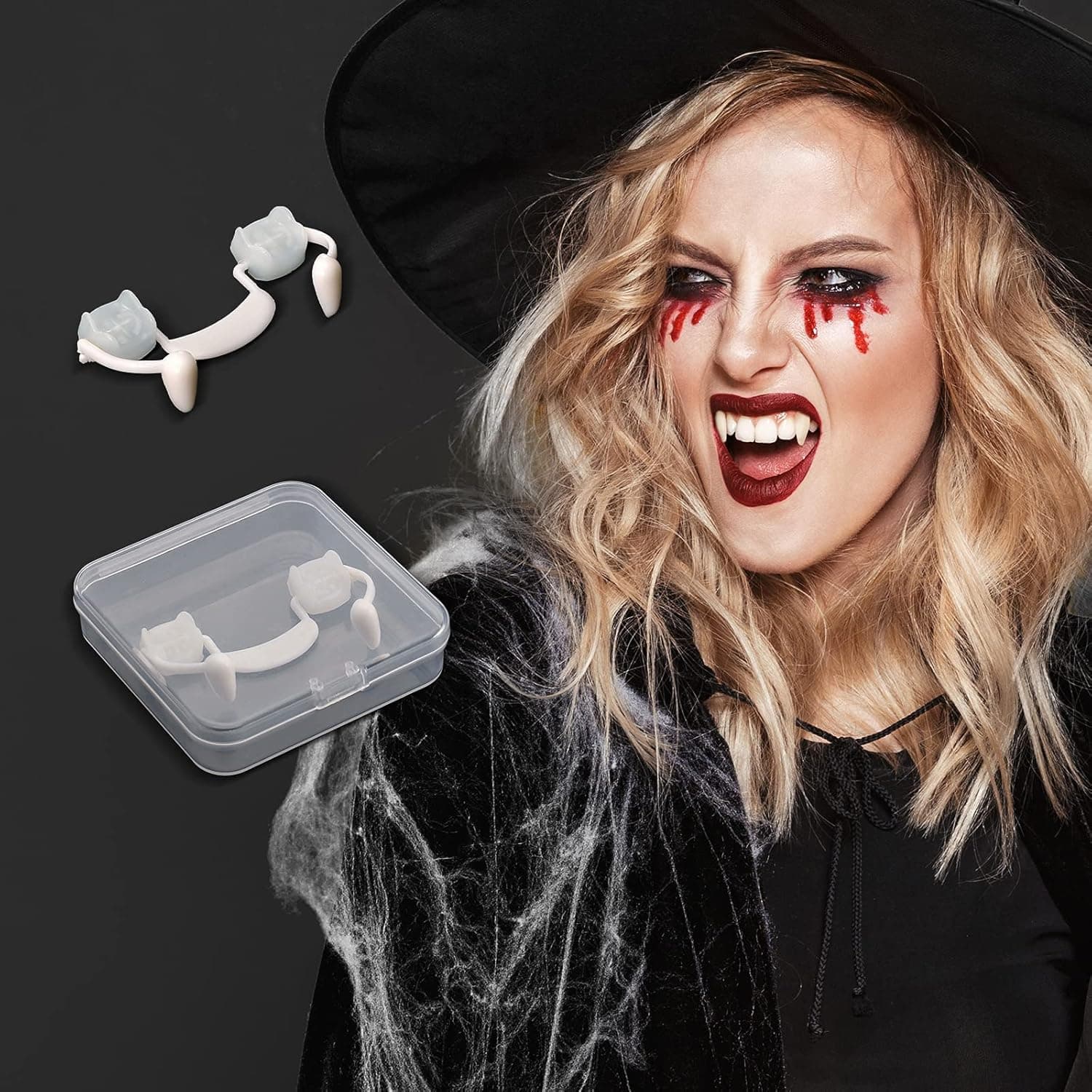 Halloween Retractable Vampire Teeth Realistic Vampire Fangs for Adults Fake Teeth Prop Cosplay