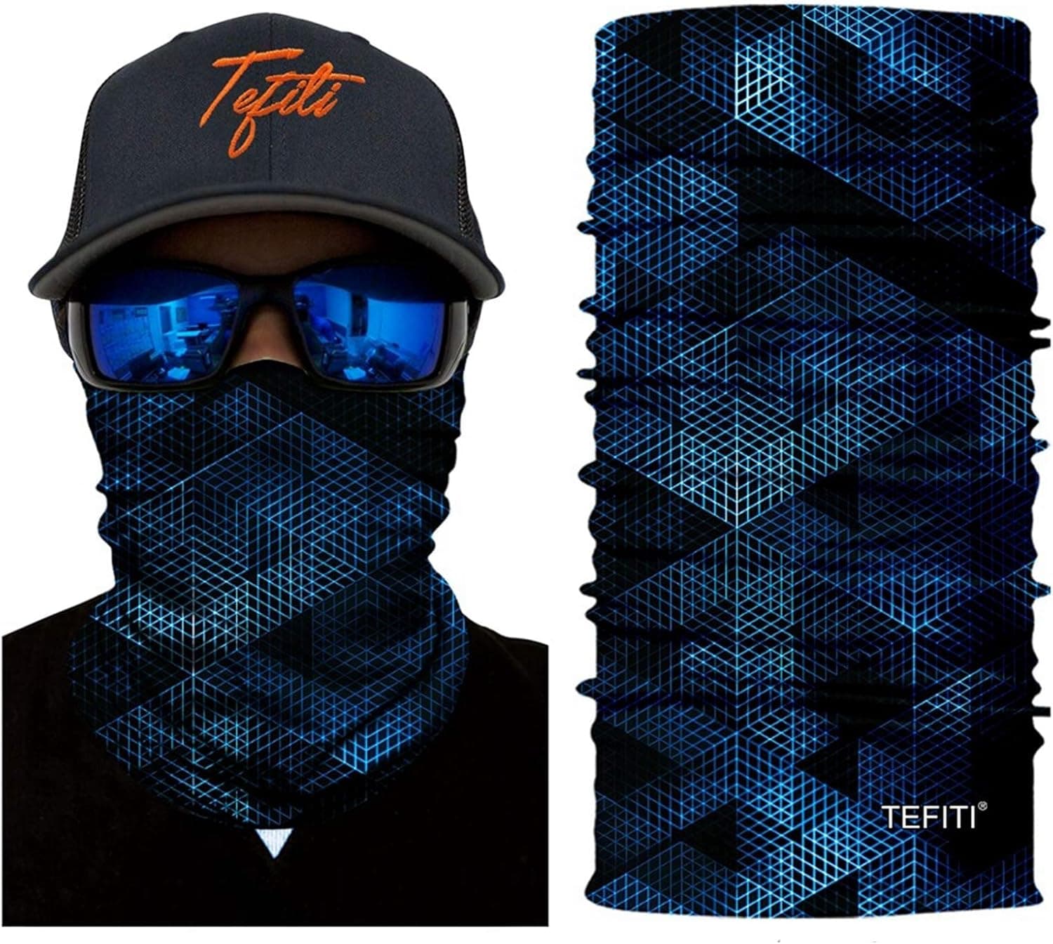 TEFITI 3D Face Sun Mask, Neck Gaiter, Magic Scarf, Balaclava, Sun Protection Face Shield for Men & Women