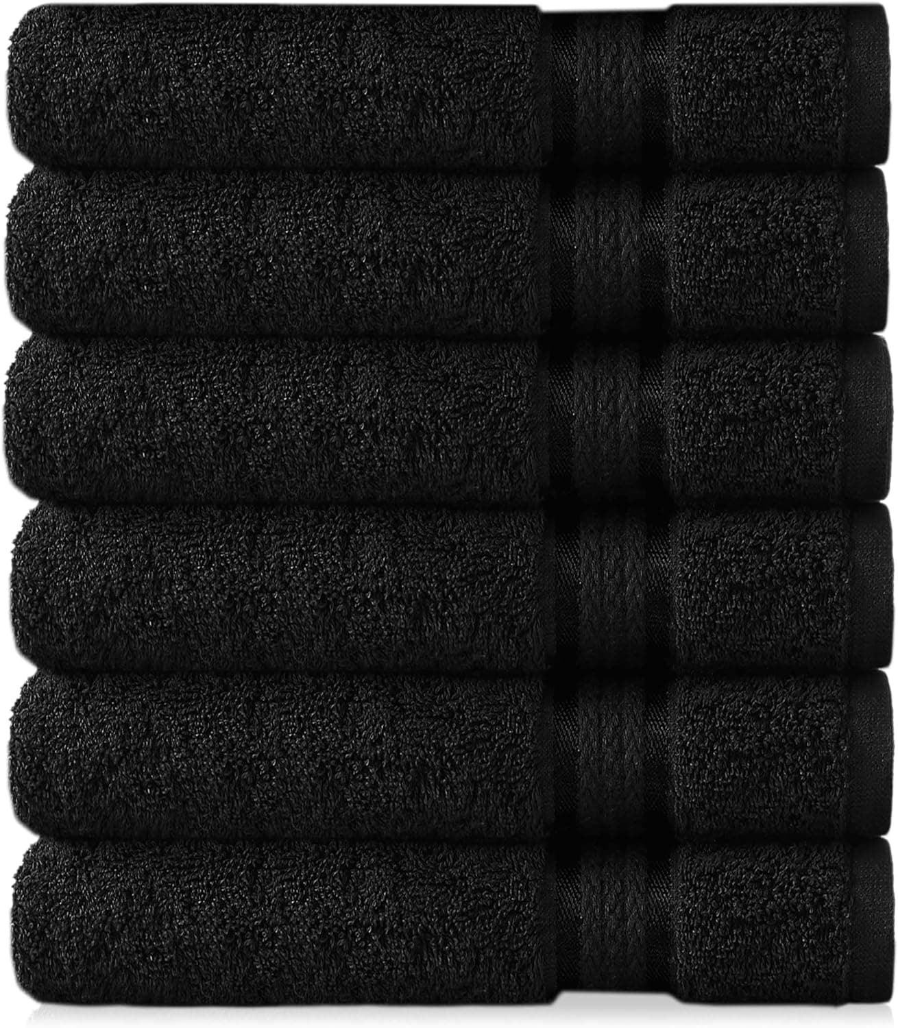 COTTON CRAFT Ultra Soft Hand Towels - 6 Pack -16x28-100% Cotton Face Towel Set - Absorbent Quick Dry Everyday Luxury Hotel Bathroom Kitchen Spa Gym Shower Pool Camp Travel Picnic - Easy Care - Black
