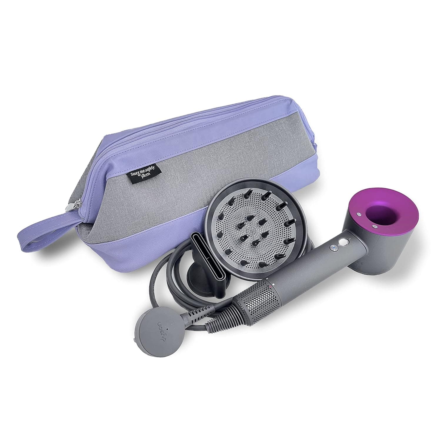 Travel Storage Bag for Dyson Airwrap Styler, Hair Dryer, or Straighteners | Fits Accessories & Attachments & Shark Styler | Padded PU Leather Exterior & Soft Interior | Compact, Ideal for Travelling