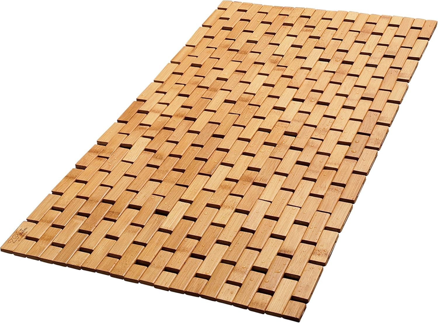 ZPirates Natural Bamboo Wood Bath Mat - Large, 34 x 18 Inches (L x W) Foldable Bathmat, Accessories for Bathroom Sauna Spa Tub and Outdoor