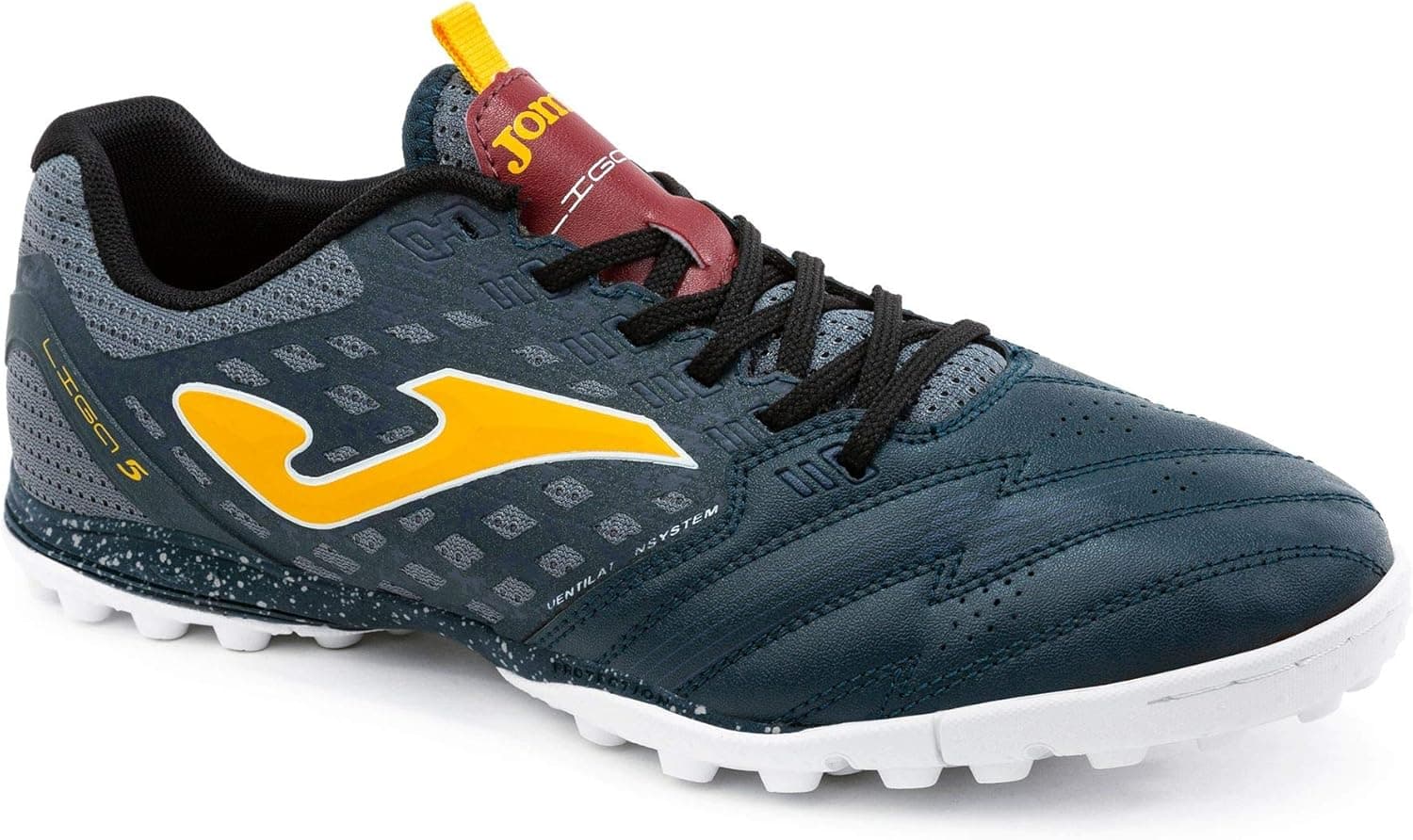 Joma LIGA 5 Artificial Turf, Synthetic Grass, Hard Ground, Soccer, Lacrosse, Field Hockey Shoe (Navy/Gold, 10.5)
